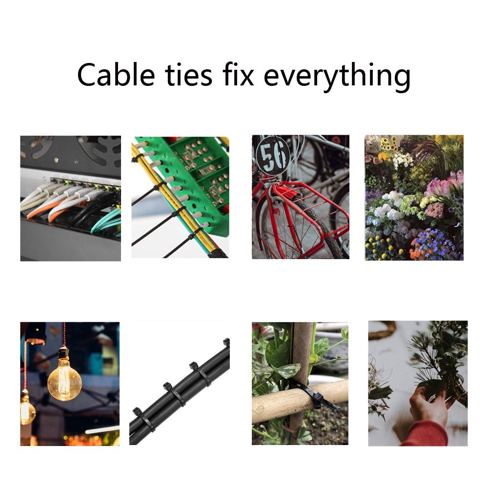 1000PCS Heavy Duty 4-Inch Nylon Self-Locking Cable Ties - 120mm Black Zip Ties for Indoor/Outdoor Use - Perfect for Organizing Wires, Securing Plants & DIY Projects