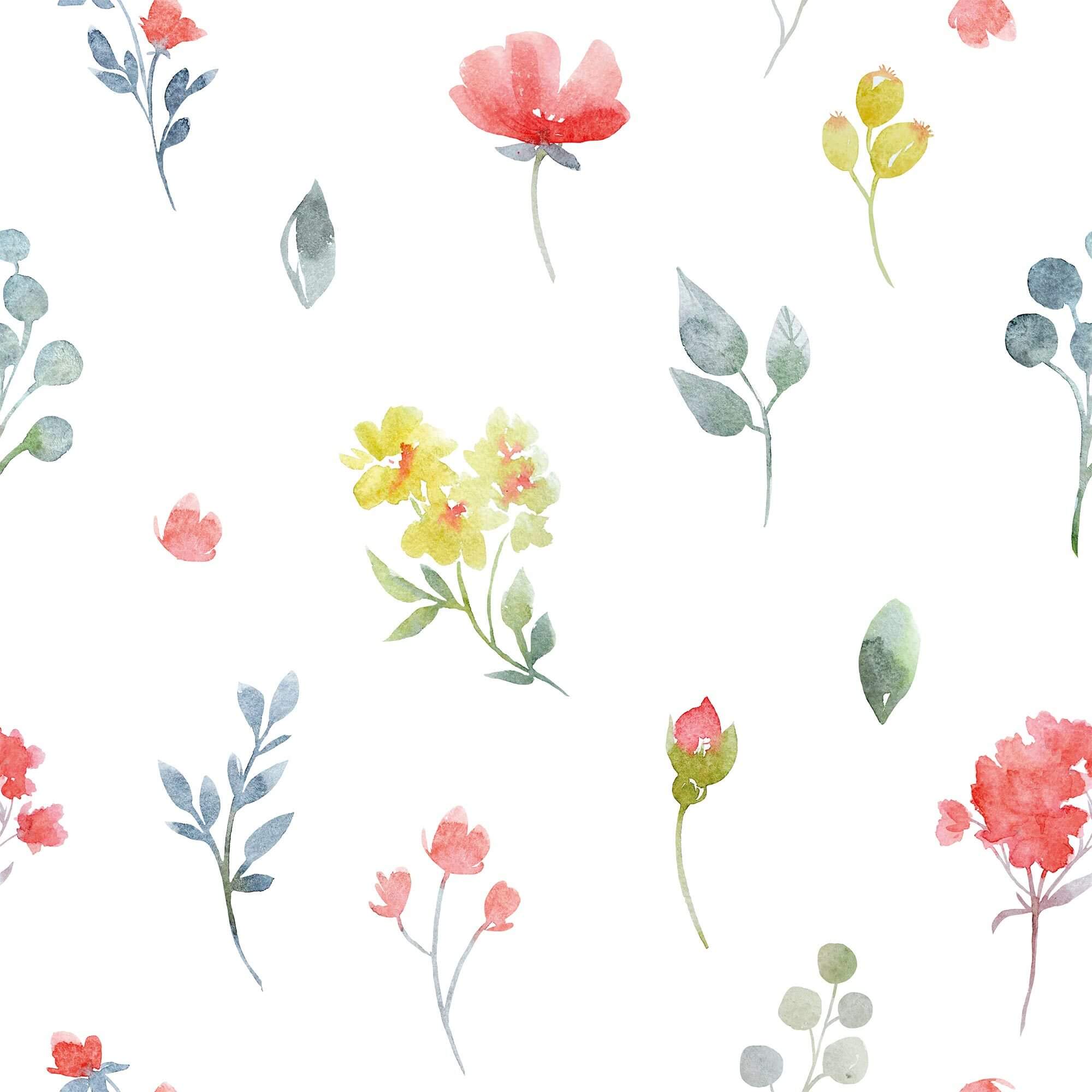 White Floral Peel and Stick Removable Wallpaper - Self-Adhesive Decorative Wall Covering for Bedroom, Living Room & Home Decor