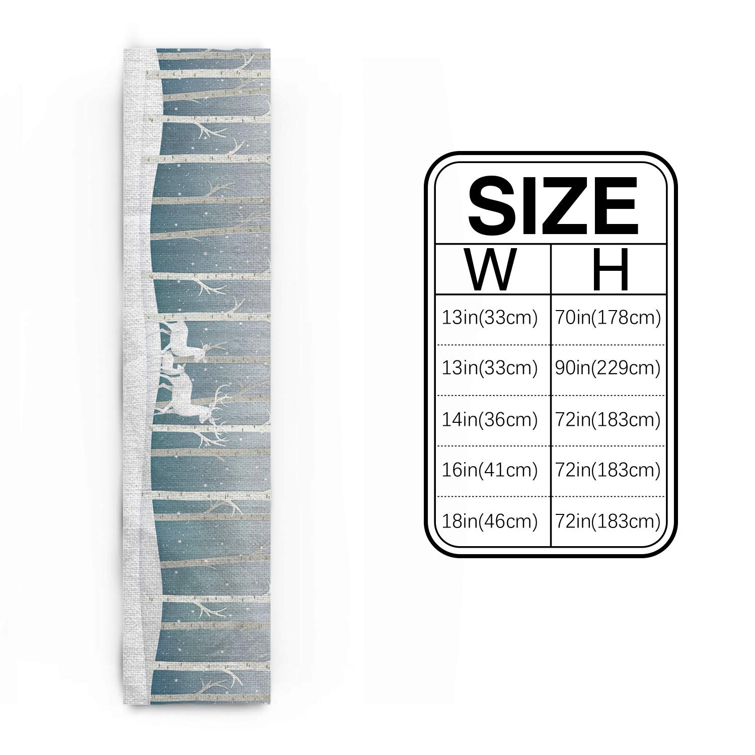 Christmas Table Runner 13x90 Inch - Forest Design with Abstract Woods, Wild Animals, Deer & Elk - Perfect for Holiday Parties, Weddings, Birthday & Baby Showers - Elegant Fabric Table Decor for Dining Room & Event Centerpieces