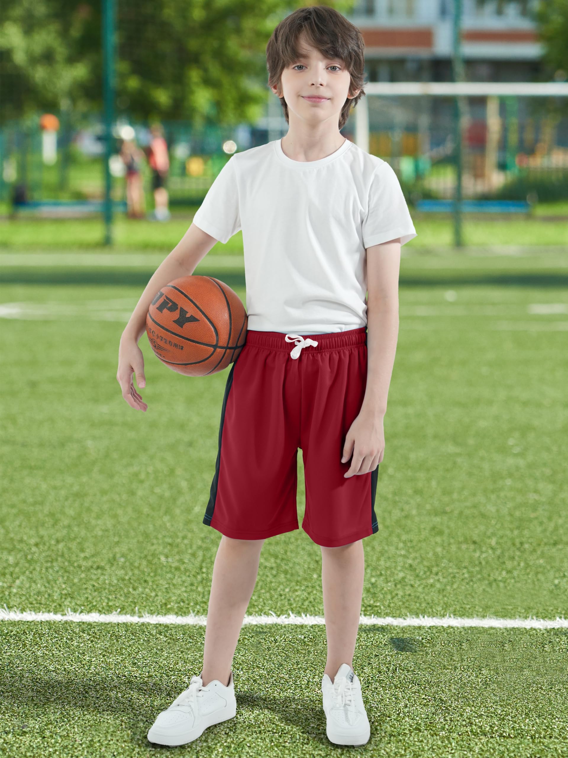 Resinta 5 Pack Boys Athletic Shorts - Youth Basketball Shorts, Quick Dry Active Gym Shorts for Kids, Sports Soccer Shorts - Perfect for Running, Training & Outdoor Play