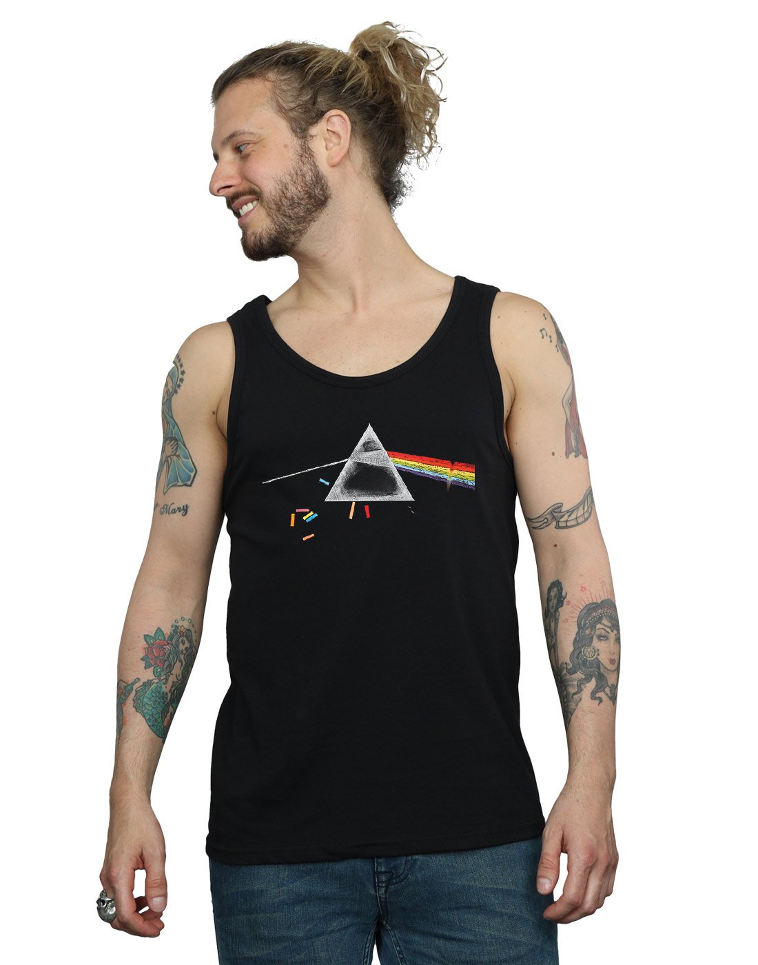 Pink Floyd Men's Graphic Chalk Prism Tank Top - Vintage Band Tee for Concerts & Casual Wear - 100% Cotton Lightweight Summer Shirt