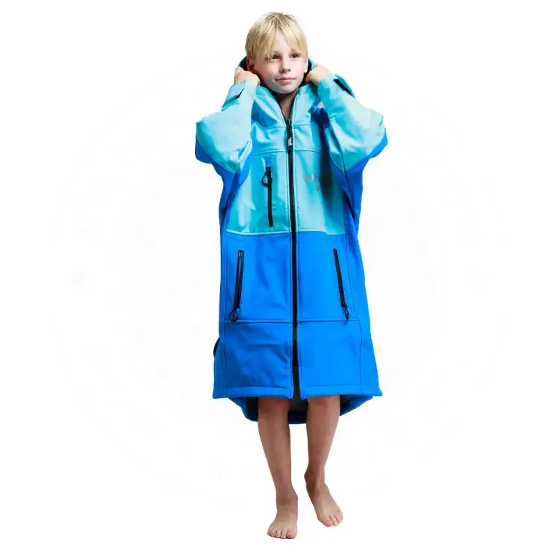 Kids Swimming Robe with Hood - Soft Shell Unisex Swim Cover Up for Boys & Girls, Quick Dry Cobalt Blue Pool Robe - Perfect for Beach, Poolside & Water Park Activities