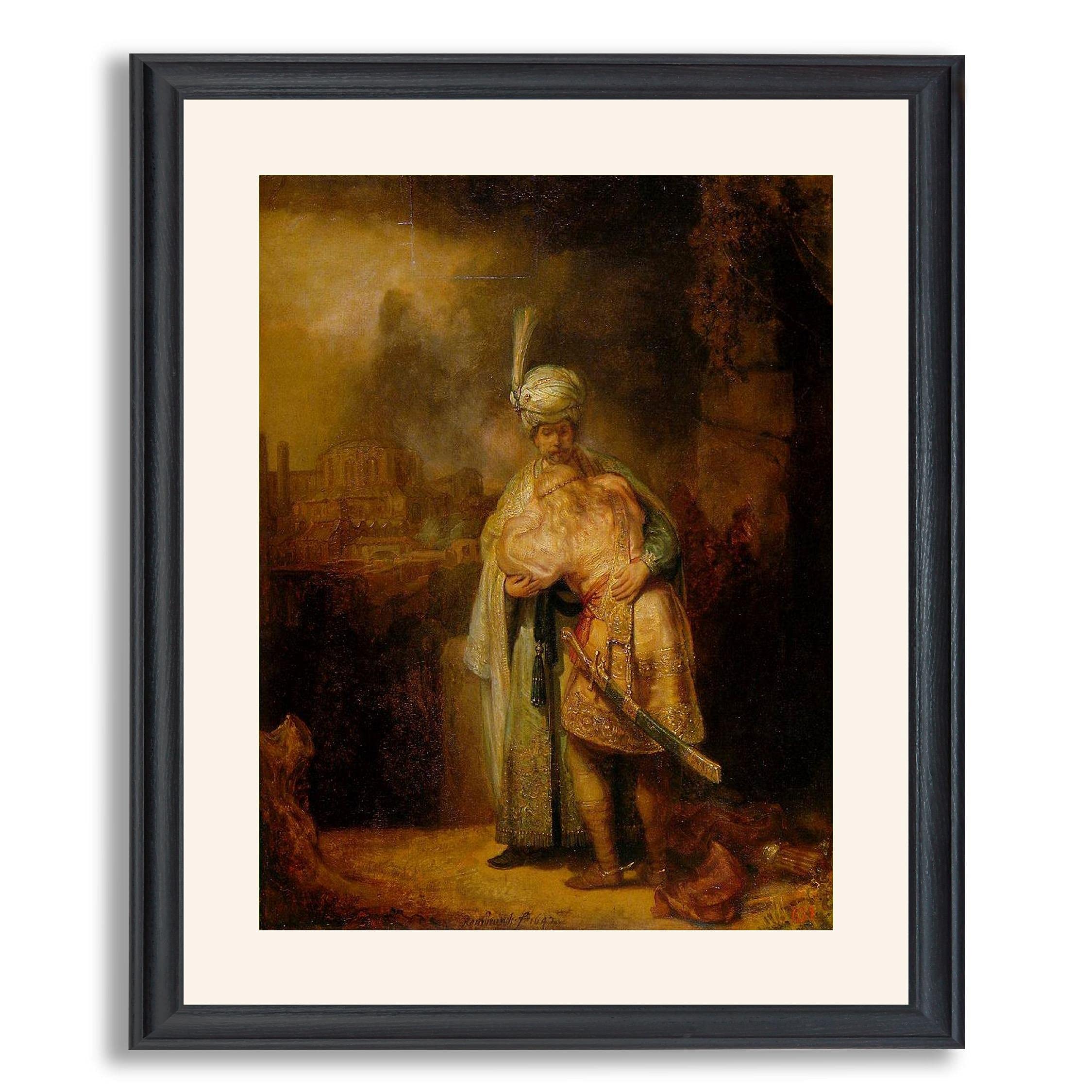Van Rijn Rembrandt David & Jonathan Framed Art Print - Premium Canvas Wall Art Reproduction in Wood Frame - Home & Office Decor for Living Room, Bedroom, Study - Perfect Gift for Art Lovers & Classic Painting Enthusiasts