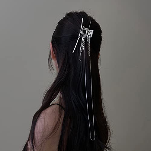 Stylish Punk Silver Hair Claw Clips with Tassel - 3PCS Large Non-Slip Metal Hair Clips for Women & Girls - Perfect for Outdoor Activities, Concerts, and Everyday Fashion