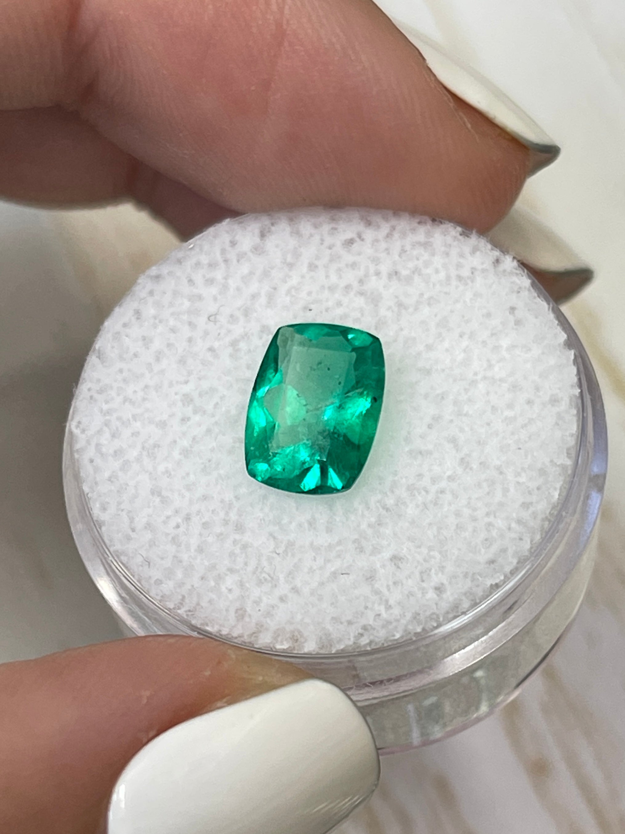 1.85 Carat 10x7mm Vivid Green Natural Colombian Loose Emerald - Elongated Cushion Cut Gemstone for Jewelry Making & Engagement Rings