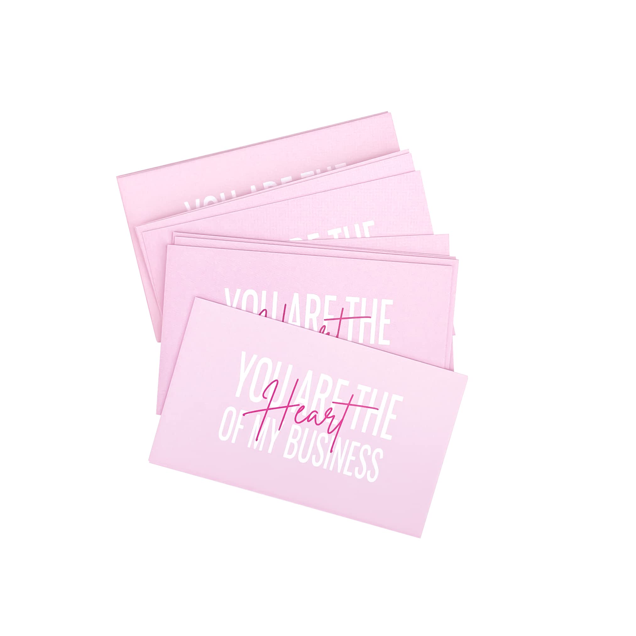 100 Pack Pink Thank You Cards for Business - Heart of My Business Appreciation Cards with Package Inserts | Perfect for Online Stores, Etsy Sellers & Small Business Customer Gifts