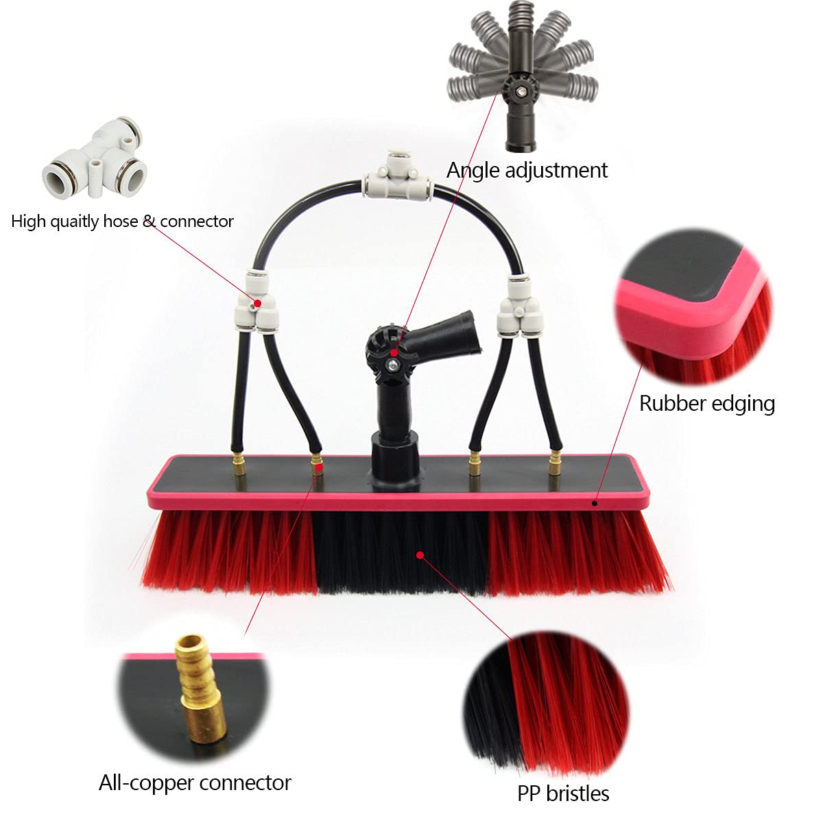 **35cm Window Cleaning Brush with 5.4m/18FT Extendable Pole - Professional Water/Hose Fed Kit for Windows, Solar Panels & Photovoltaic Cleaning - Perfect for High-Rise Buildings and Hard-to-Reach Areas**