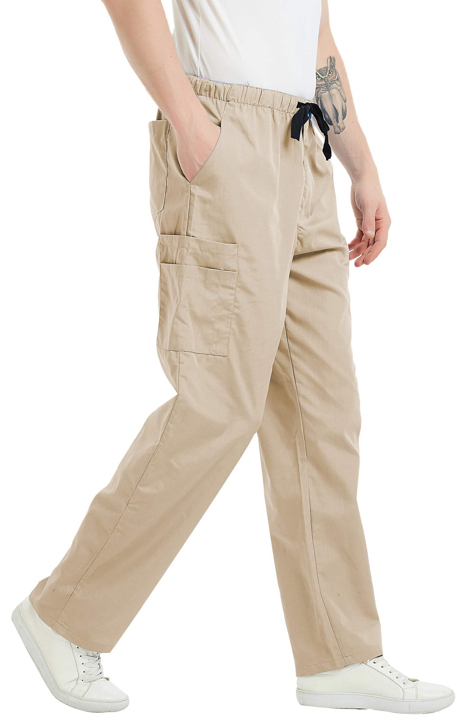 VOGRYE Men's Scrub Pants - 7-Pocket Medical Work Pants with Comfort Waistband, Wrinkle-Resistant Fabric for Doctors & Nurses - Perfect for Hospital Shifts, Clinics & Healthcare Professionals