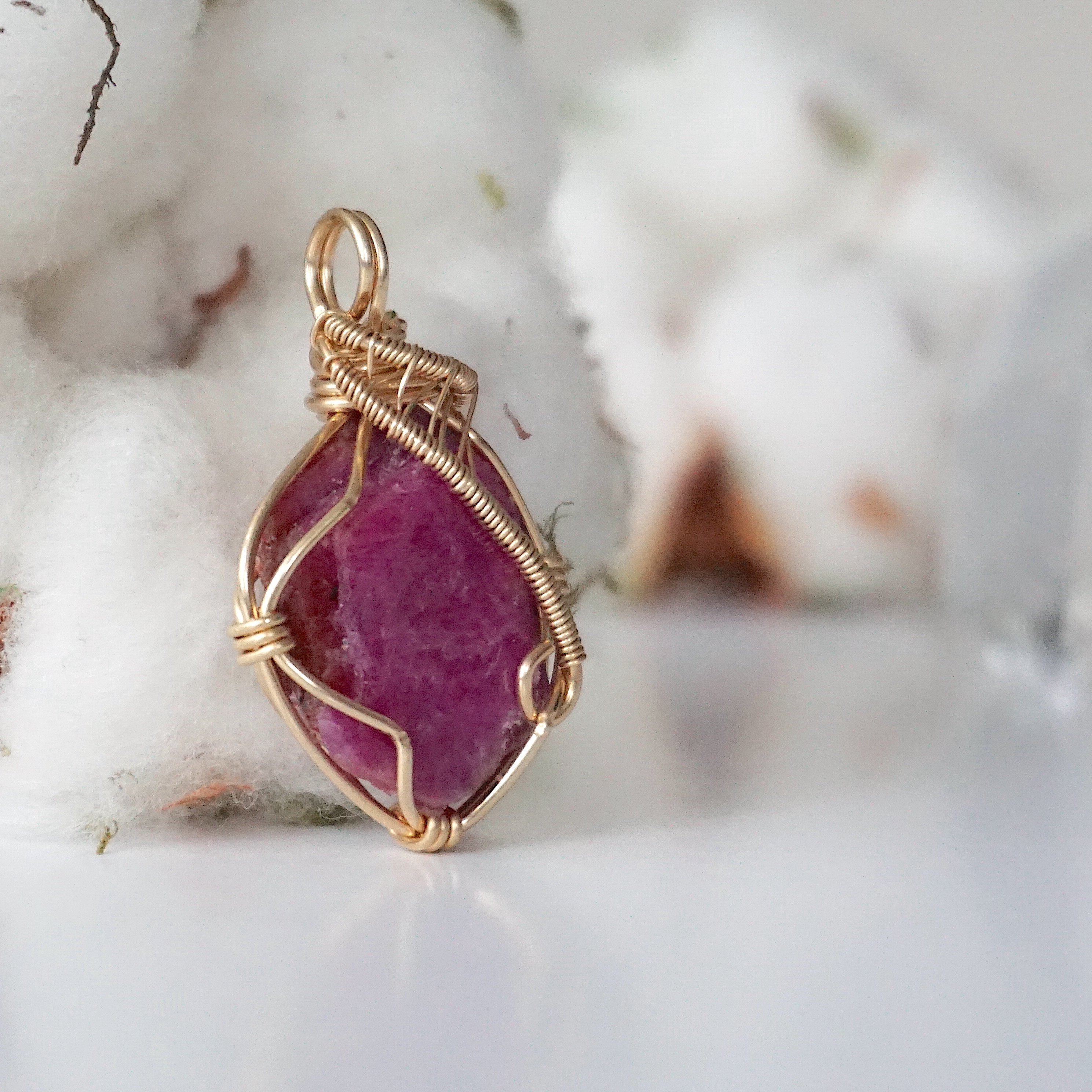 14k Gold Filled Pink Ruby Pendant Necklace for Women - Elegant Jewelry Gift for Valentine's Day, Anniversary & Special Occasions
