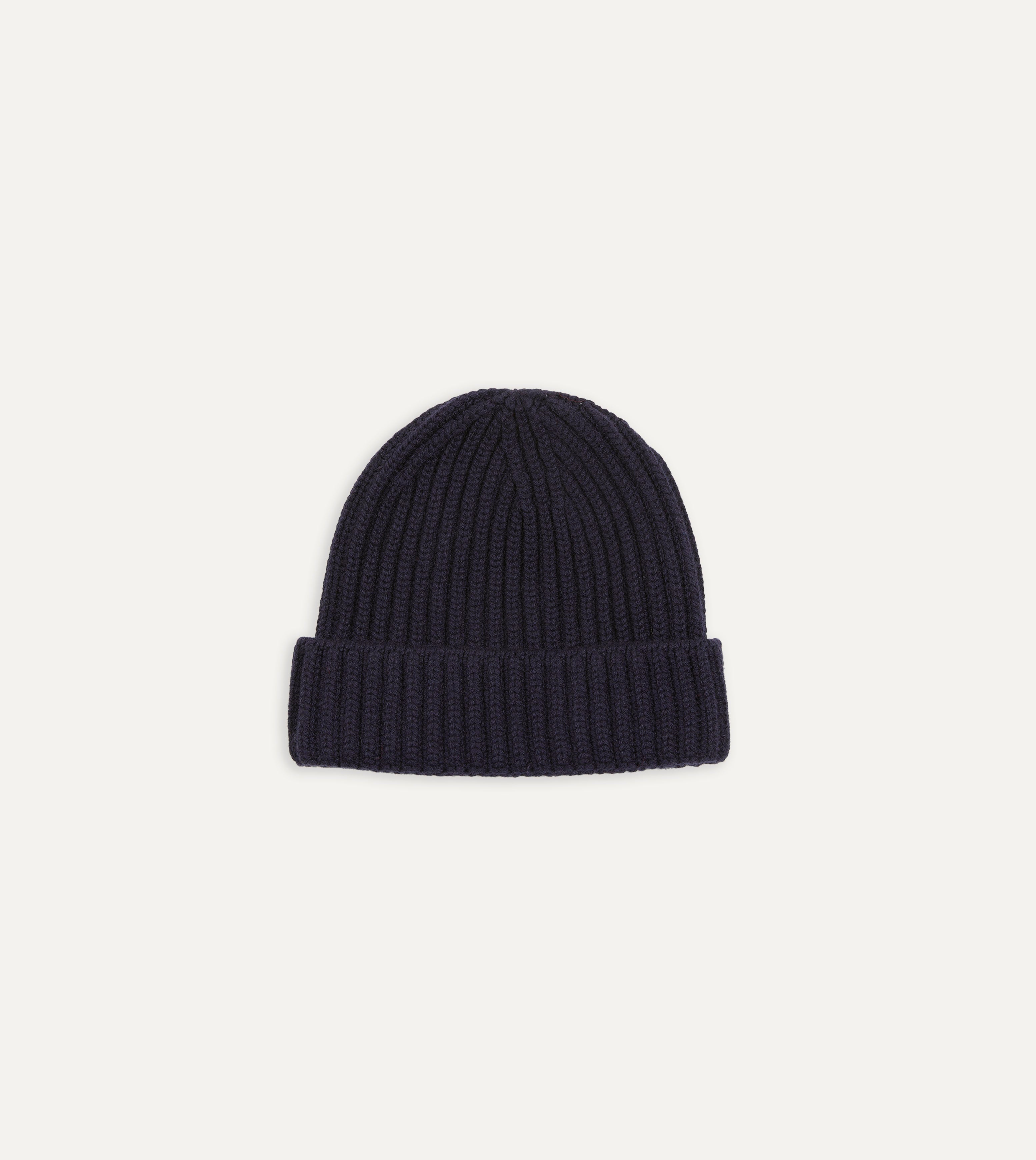 Luxury Navy Blue Cashmere Ribbed Knit Winter Beanie Hat for Men & Women - Soft Warm Unisex Cuffed Cap for Cold Weather, Outdoor Activities & Fashion Accessories