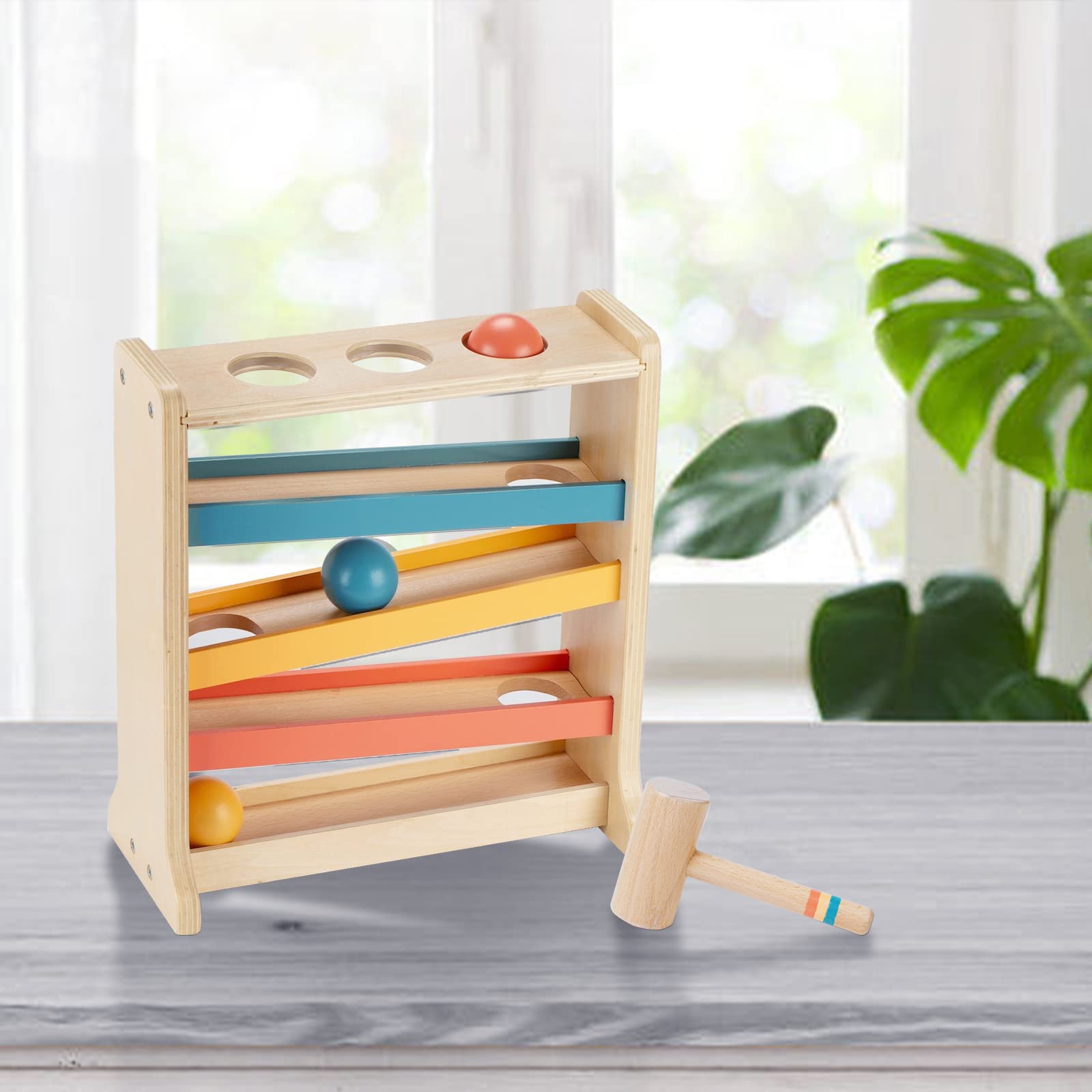 Montessori Ball Tracker - Durable Wooden Pound & Drop Toy for Toddlers 1-3 Years | Award-Winning Early Developmental Learning Toy | Perfect Birthday Gift for Boys & Girls | Great for Fine Motor Skills & Hand-Eye Coordination Practice