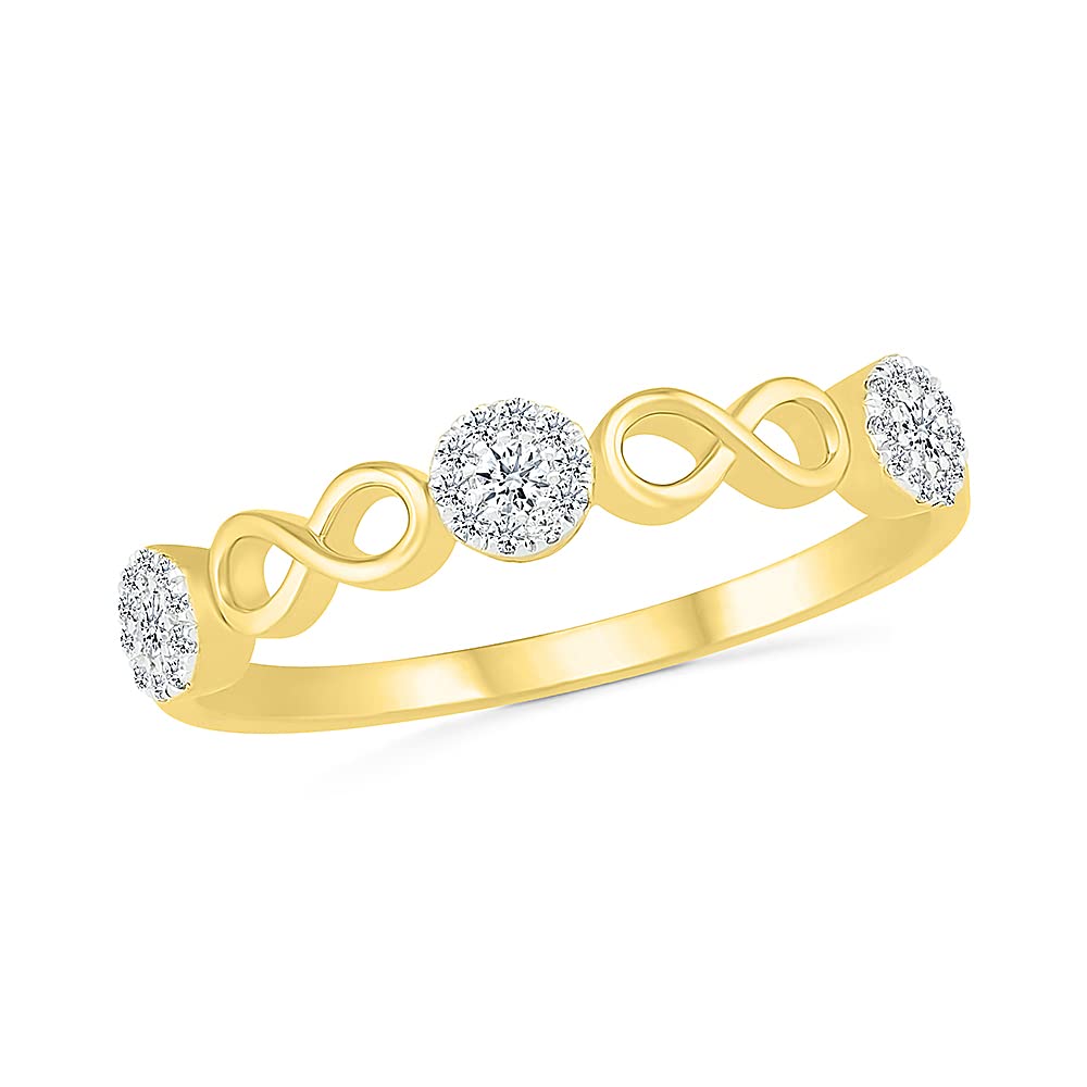 DGOLD 10kt Gold Round White Diamond Classic 3 Stone Ring (1/4 CTTW) - Elegant Jewelry for Engagement, Anniversary & Special Occasions