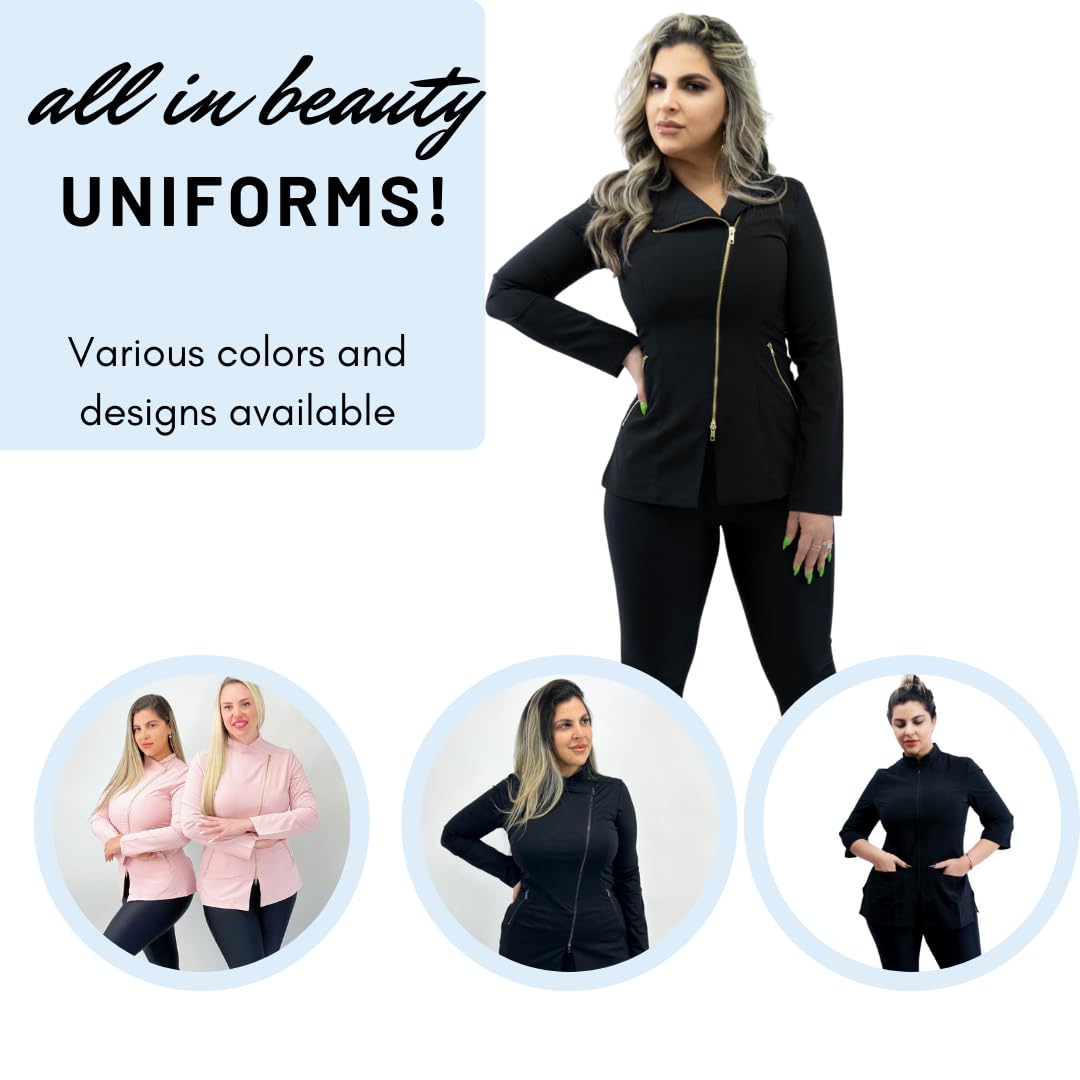 Best Women's Scrubs for Spa & Salon - Pink Aesthetician Uniform, Long Sleeve Bleach-Resistant Top | Perfect for Medical Professionals, Nurses & Beauty Therapists