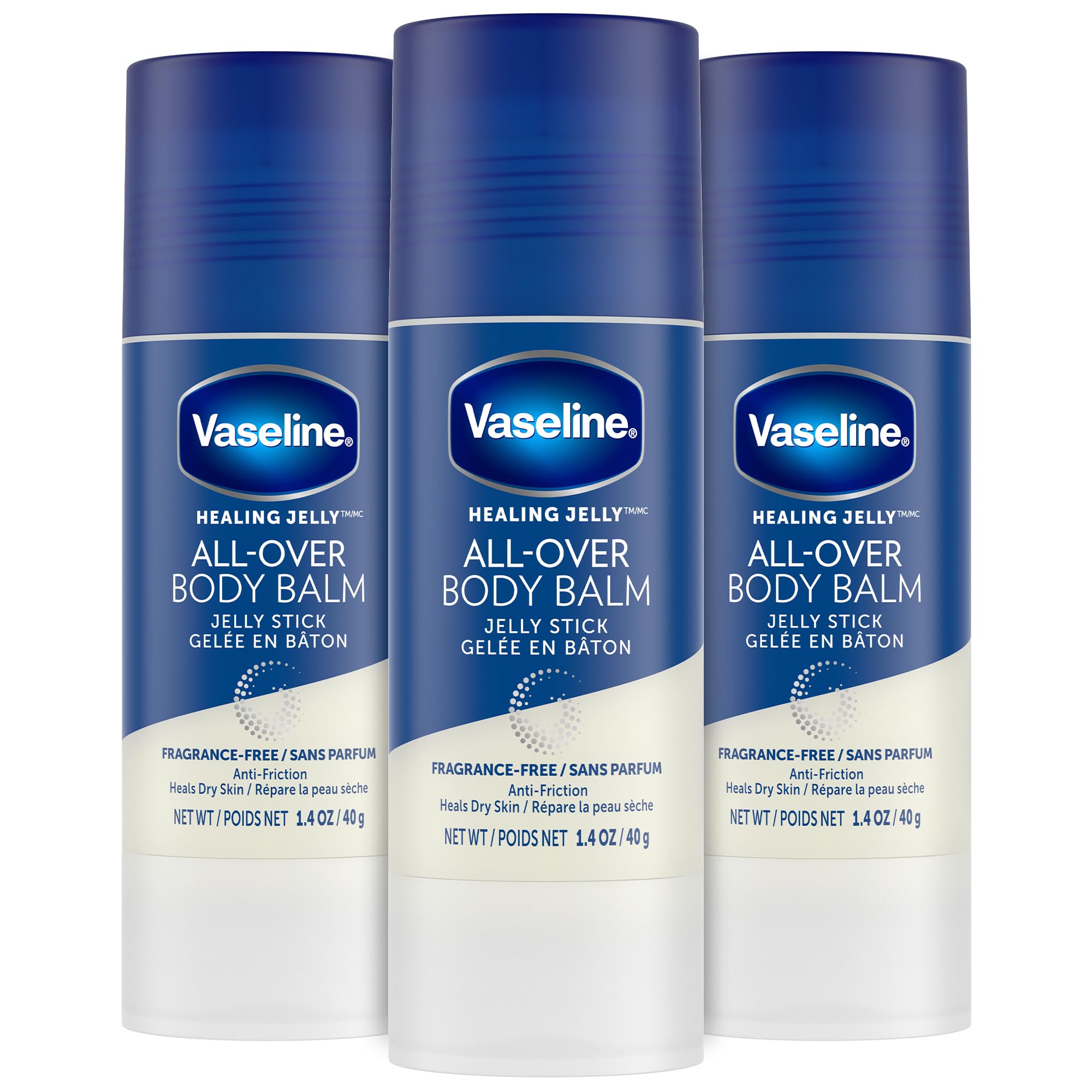 Vaseline All-Over Body Balm Stick 3-Pack – Non-Greasy Fragrance-Free Moisturizer for Dry Skin, Travel-Size Lotion 1.4 Oz Each – Perfect for On-the-Go Hydration, Gym Bag & Daily Skincare Routine