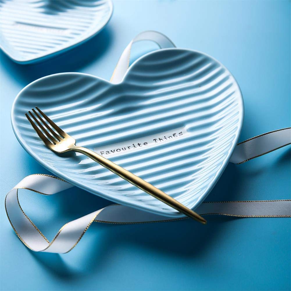 Elegant Blue Ceramic Heart-Shaped Plate 7.9 Inch - Perfect for Desserts, Salads, Kitchen Decor, Birthday Parties, Christmas Gifts & Wedding Dinner Tableware | Ideal for Romantic Dinners, Holiday Celebrations & Special Occasions