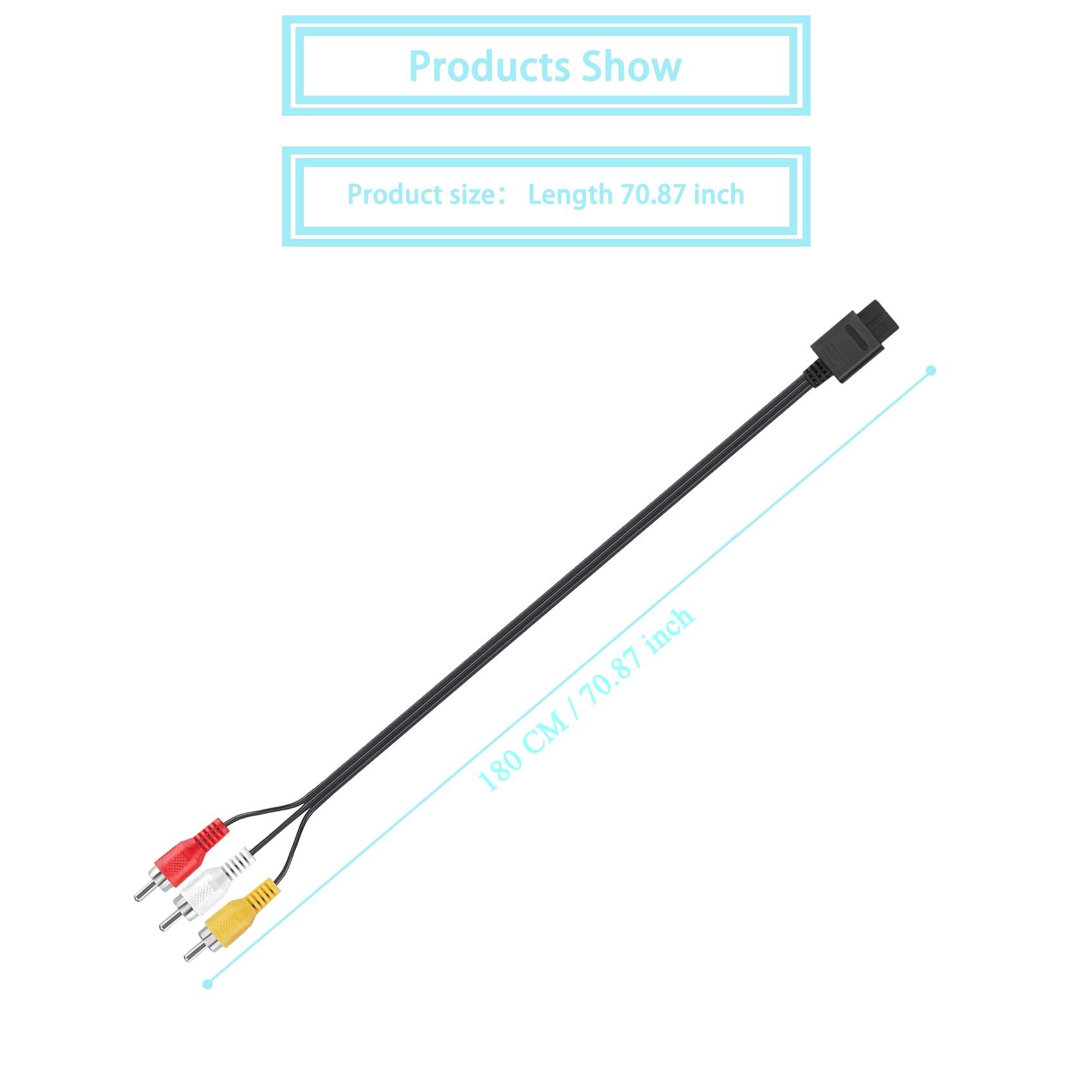 N64 AV Cable Composite Video Cord - 6 Feet (1.8M) for Nintendo 64, GameCube & Super Nintendo SNES - High Quality RCA Connectors for Classic Gaming on Modern TVs - Perfect for Retro Gaming Setup, Multi-Console Compatibility & Enhanced Visual Experience
