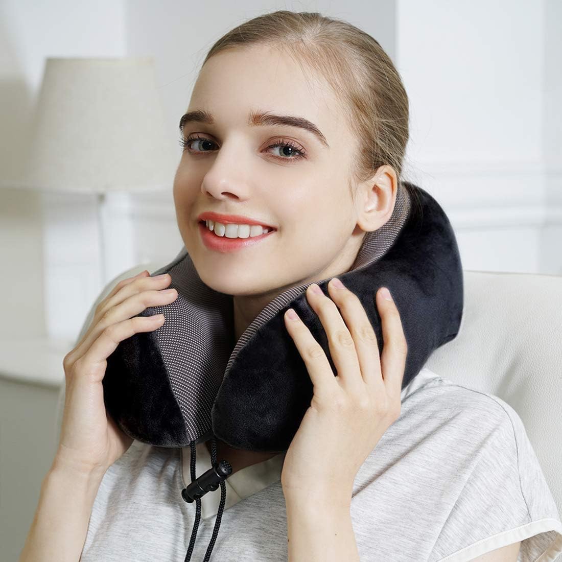 ADHYANTA Memory Foam U-Shaped Travel Pillow - Ergonomic Neck Support for Airplane, Car, Office & Home Use - Breathable Comfort for Sleeping & Napping