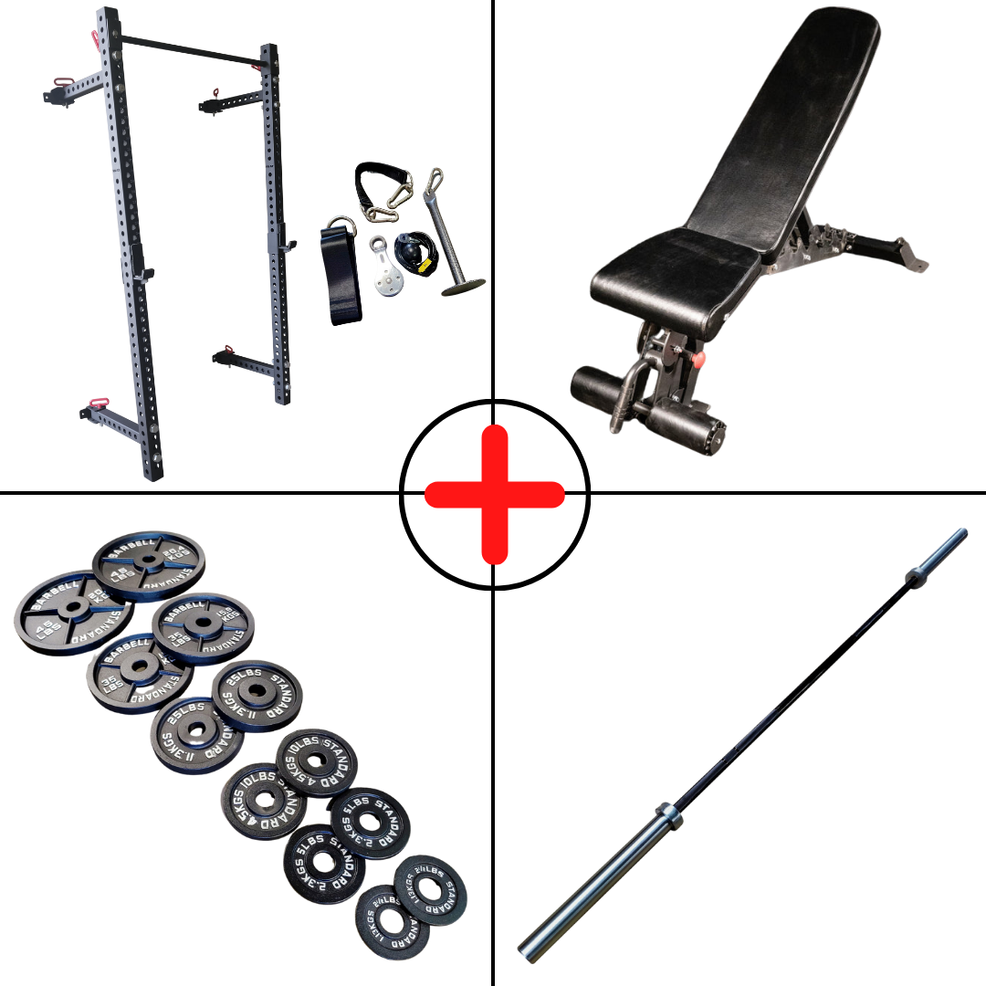 NEW Compact Olympic Plate Home Gym Package with Pulley System - Perfect for Strength Training, Weightlifting & Home Workouts