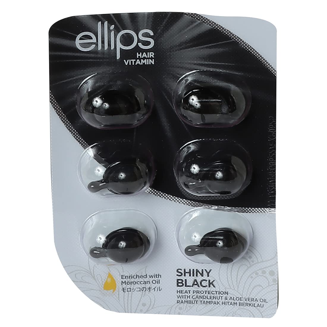 Ellips Hair Serum Shiny Black with Moroccan Argan Oil - 72ml Travel Pack (12 Pack) - Intensifies Natural Hair Color & Shine with Candle Nut & Aloe Vera Oils - Instant Results for Damaged, Dry & Frizzy Hair - Perfect for Travel, Daily Styling & Salon Treatments