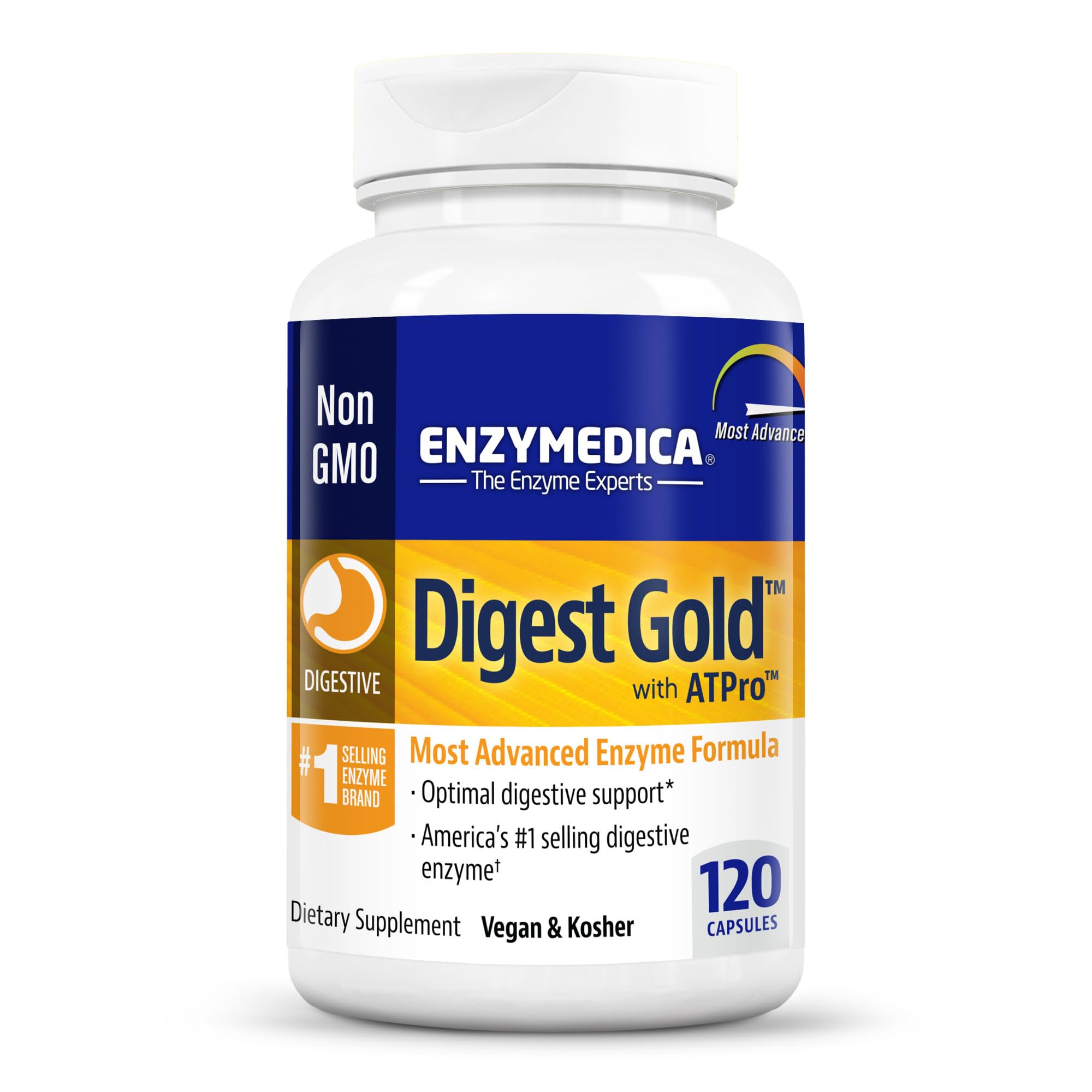 Enzymedica Digest Gold 120 Capsules - Premium Digestive Enzyme Supplement for Gut Health & Digestion Support - Ideal for Bloating, Gas Relief & Food Intolerance