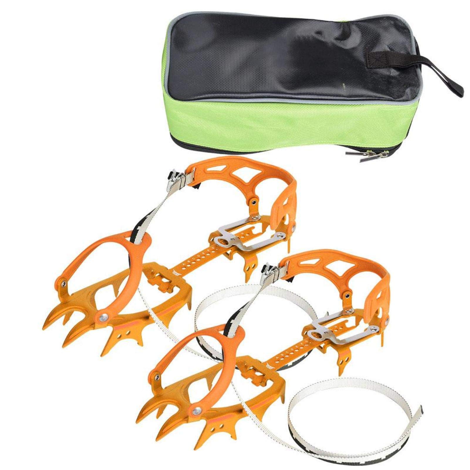 Kuuleyn Non-Slip Ice Crampons - 1 Pair 7075 Aluminum Alloy 14-Tooth Anti-Slip Shoe Spikes for Winter Hiking, Snow Climbing & Outdoor Activities - Perfect for Icy Trails, Mountain Trekking & Slippery Conditions