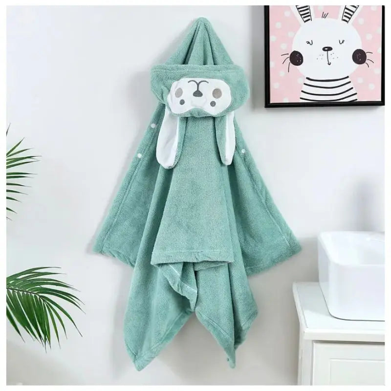 Soft Coral Fleece Hooded Towel for Kids & Baby - Warm & Absorbent Poncho Towel for Bath, Beach, and Swimming Pool Use