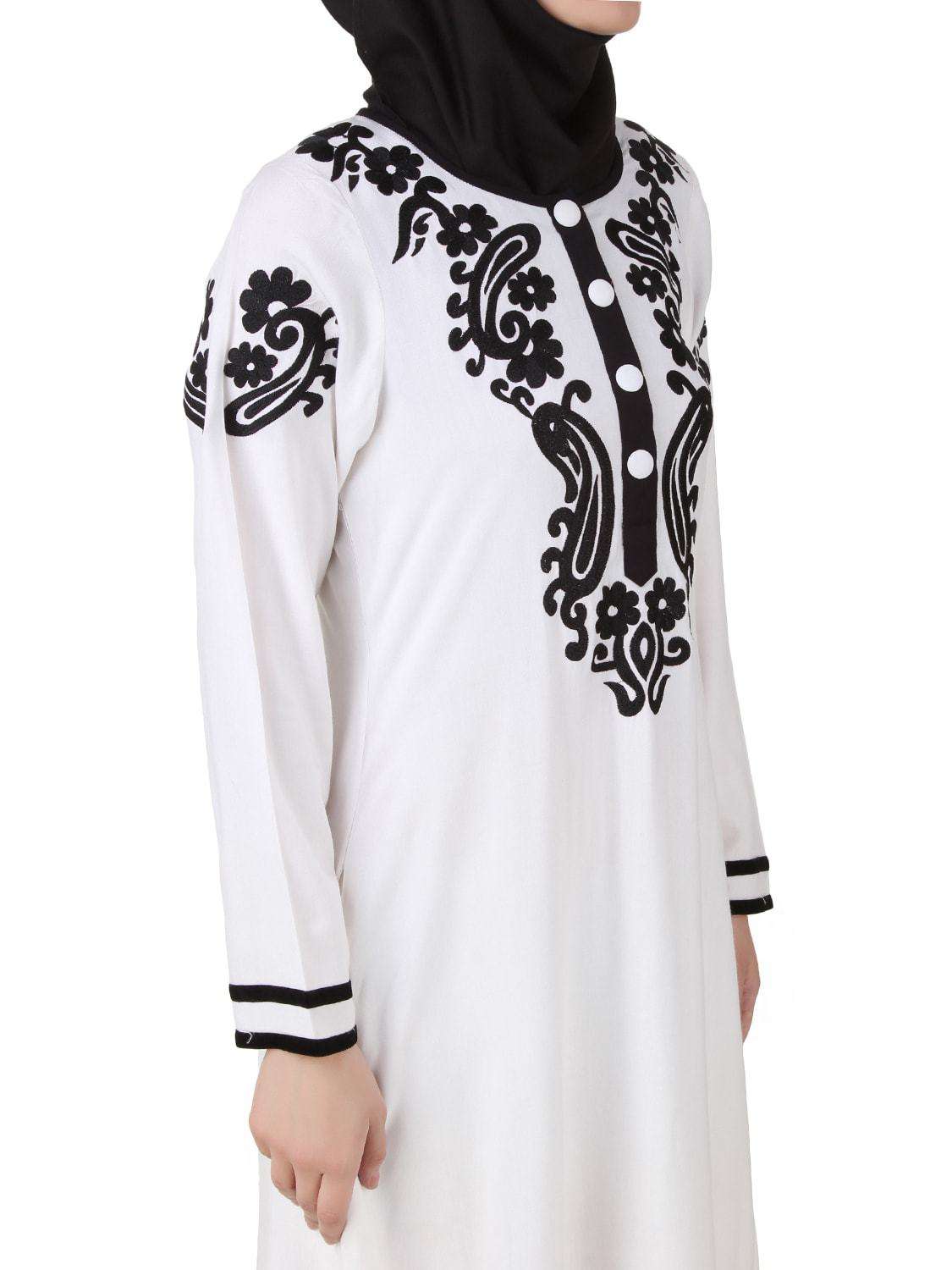 Elegant White Abaya Dress for Women - Modest Islamic Prayer Gown - Perfect for Mosque, Eid, and Special Occasions