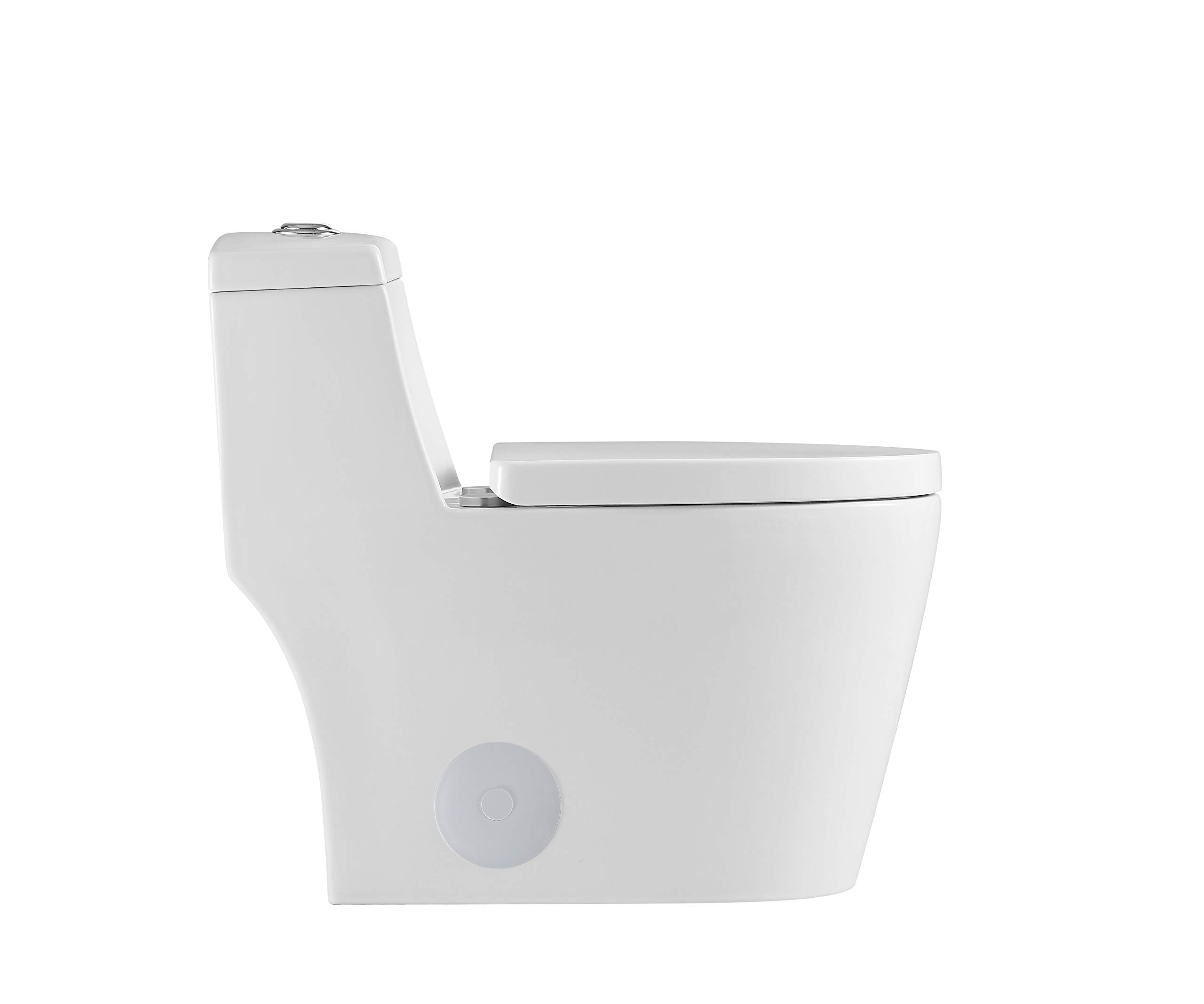 Kingsman One Piece Elongated Toilet with Dual Flush 1.2/1.6 GPF & Soft Close Seat - Modern Water Saving Design for Bathroom & Powder Room - Pure White MJ80 | Perfect for Contemporary Homes & Commercial Spaces