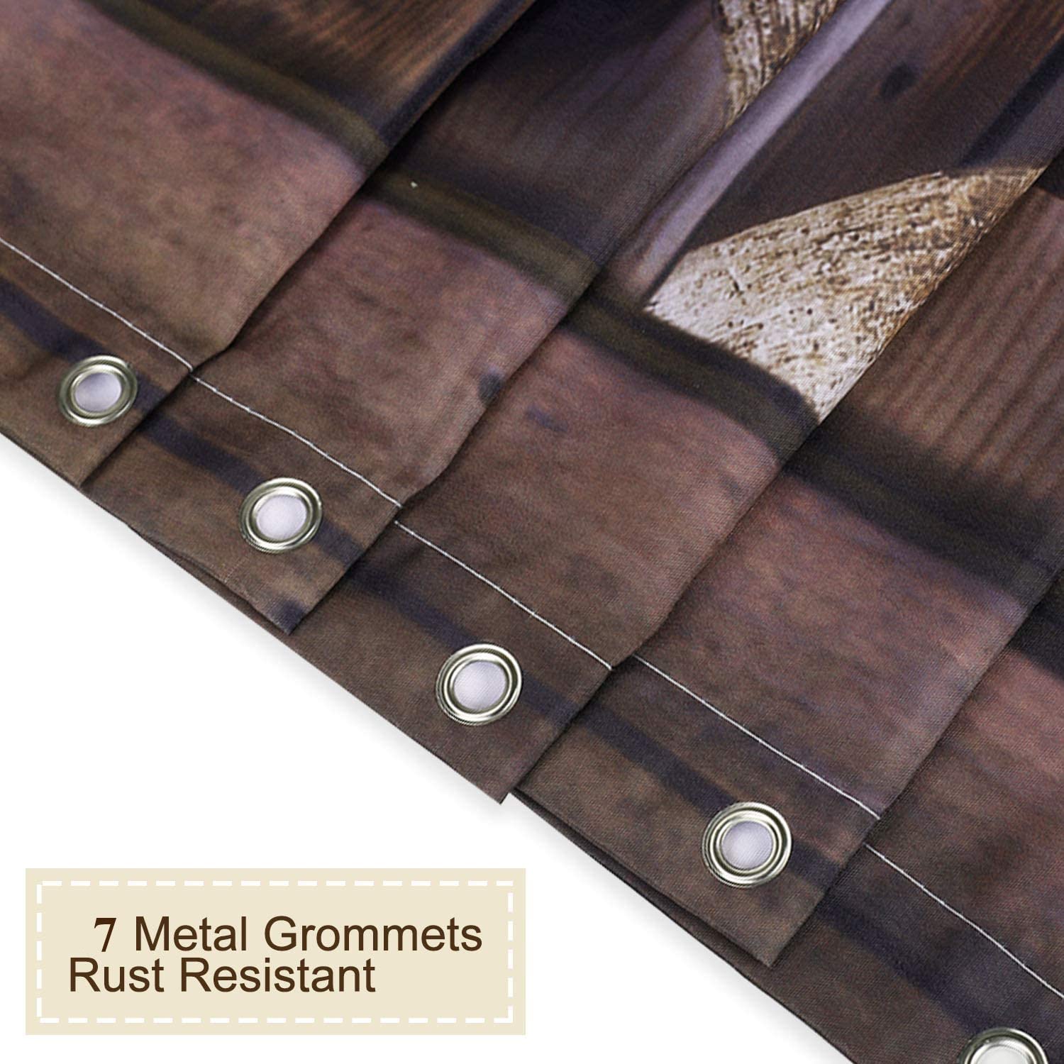 RosieLily Small Shower Curtain 36x72 Inches - Rustic Farmhouse Barn Door Design for Narrow Showers, RV Bathrooms & Half Stall - Includes 10 Hooks (Perfect for Tiny Homes, Campers & Small Bathrooms)