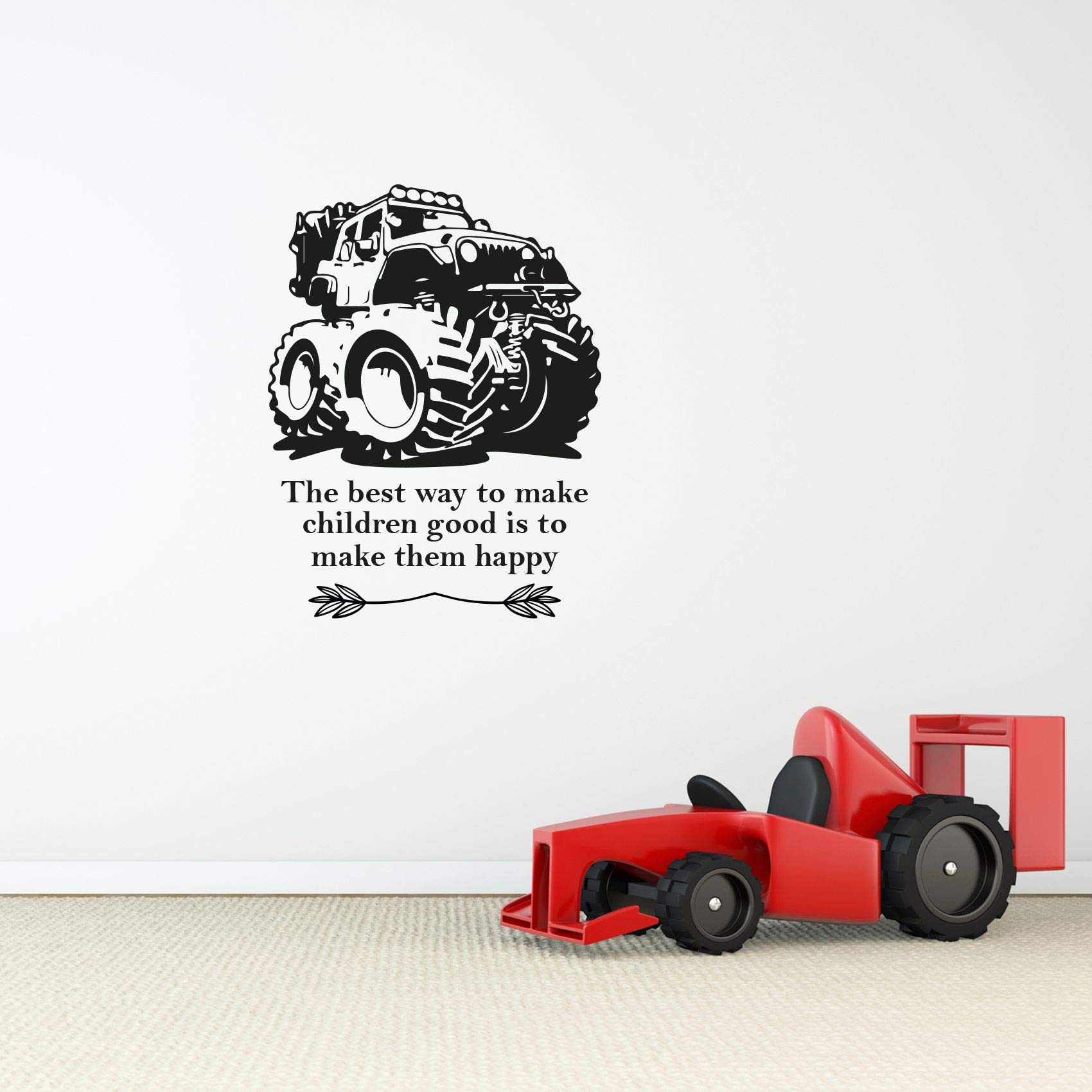 Monster Truck Wall Decal - 20x18 Inch Vinyl Sticker Art for Kids Room, Nursery, Bedroom & Kindergarten - Fun Home Decor for Boys & Girls - Perfect for Birthday Gifts & Playroom Decorations