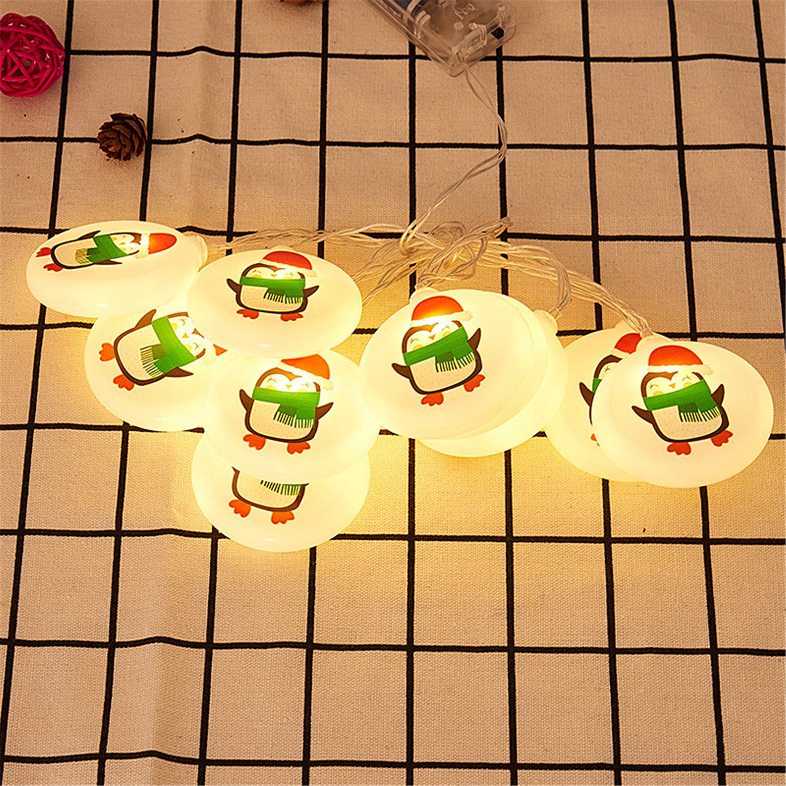 Penguin LED String Lights - 10 Round Lights for Christmas Tree, Indoor & Outdoor Decor - Perfect for Classroom, Bedroom, Yard, Halloween, Thanksgiving