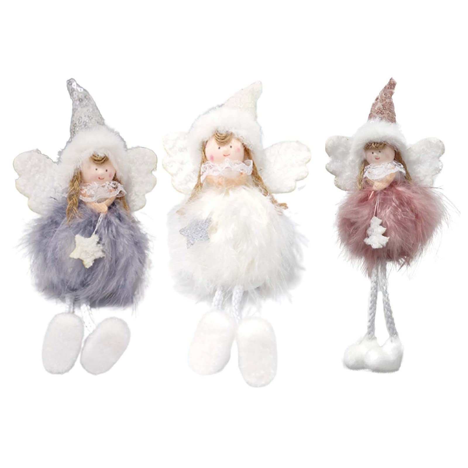 XUnion Christmas Angel Doll Ornament - Sitting Hanging Leg Angel Pendant for Tree Decorations, Holiday Gifts & Festive Home Decor