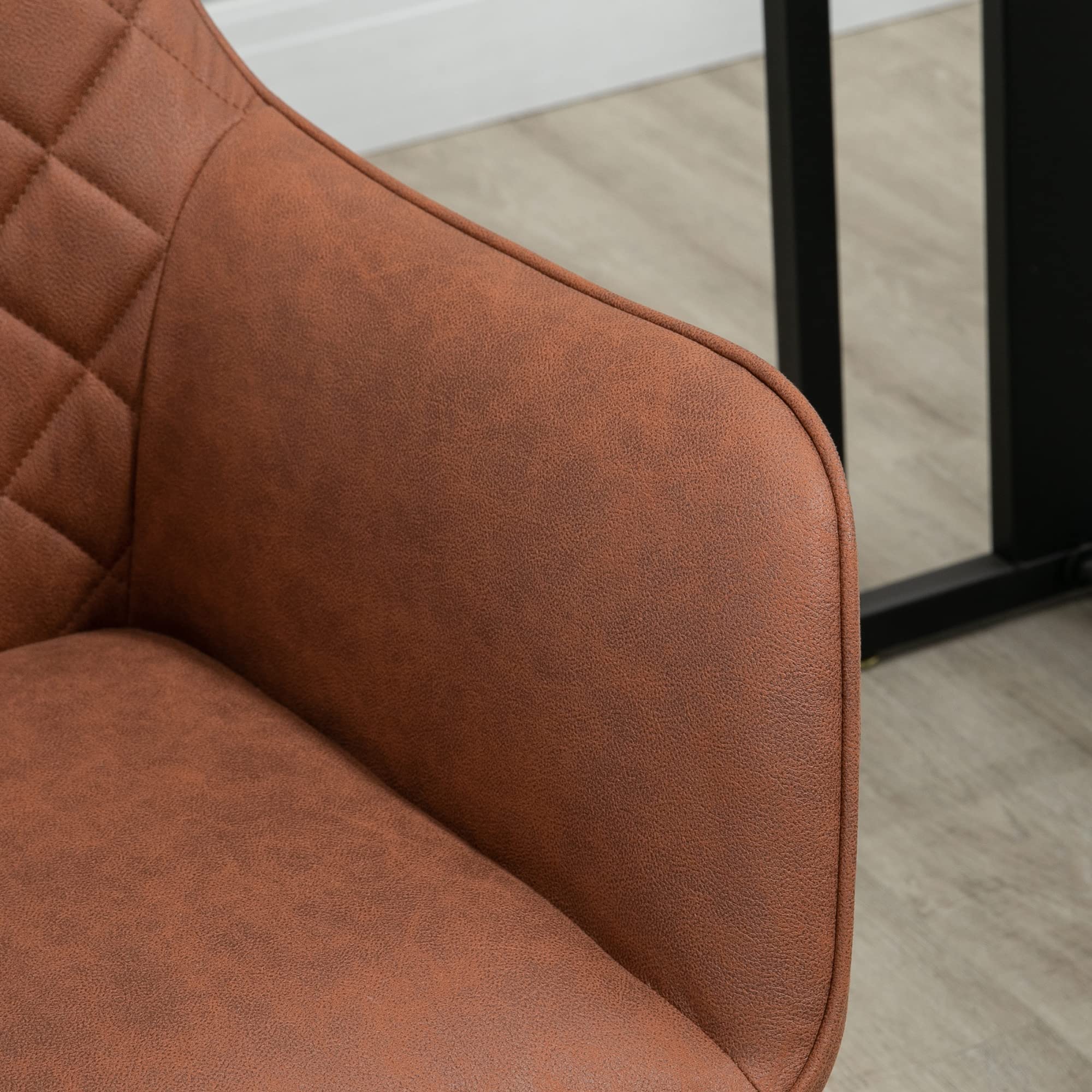 Vinsetto Mid Back Modern Home Office Chair - Adjustable Height Swivel Computer Desk Chair with Microfiber Upholstery, Diamond Stitch Design & Padded Armrests (Brown) - Perfect for Home Office, Gaming & Study Workspaces