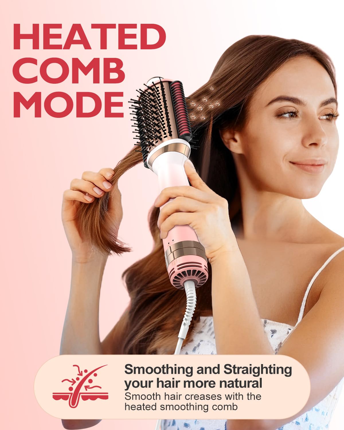 4-in-1 Ionic Blow Dryer Brush for Hair Styling - Hot Air Brush with Smooth Heat Comb for Drying, Straightening, Curling & Volumizing | Salon-Quality Hair Styling Tool for Home Use | Perfect for Daily Styling, Salon-Like Blowouts & Travel