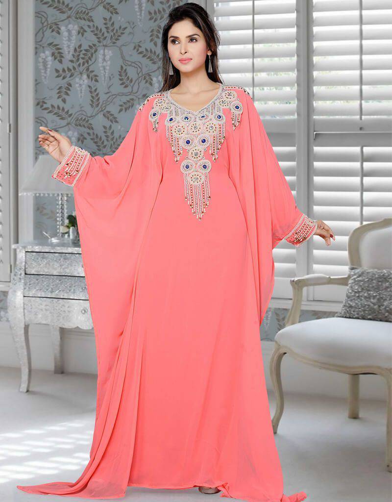 Elegant Embroidered Kaftan Dress for Women - Boho Chic Beach Cover Up, Summer Vacation Wear, Poolside Lounge & Resort Outfit