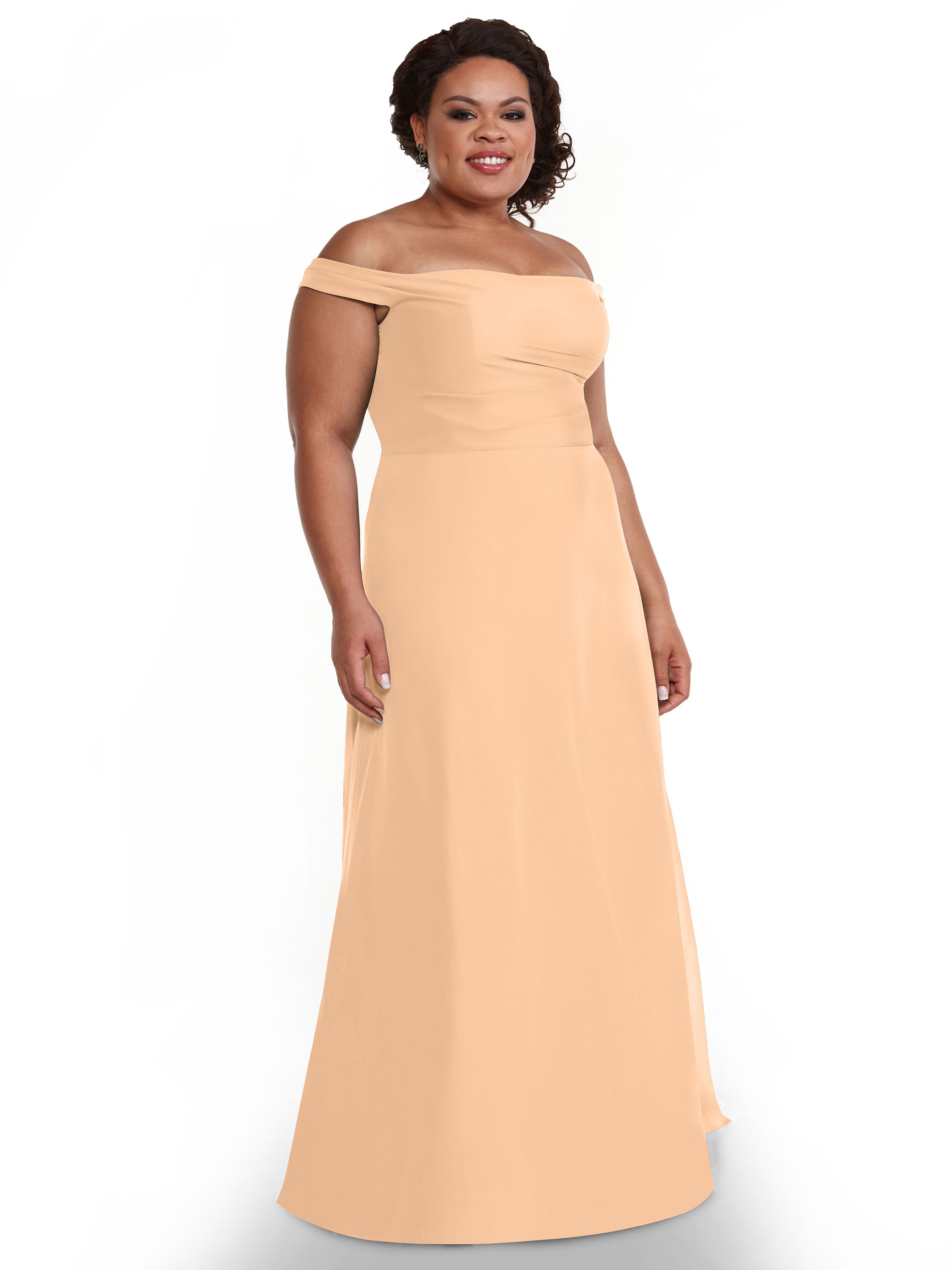 Elegant Off-The-Shoulder Chiffon Bridesmaid Dress with Straight Neckline - Perfect for Weddings, Formal Events & Evening Parties