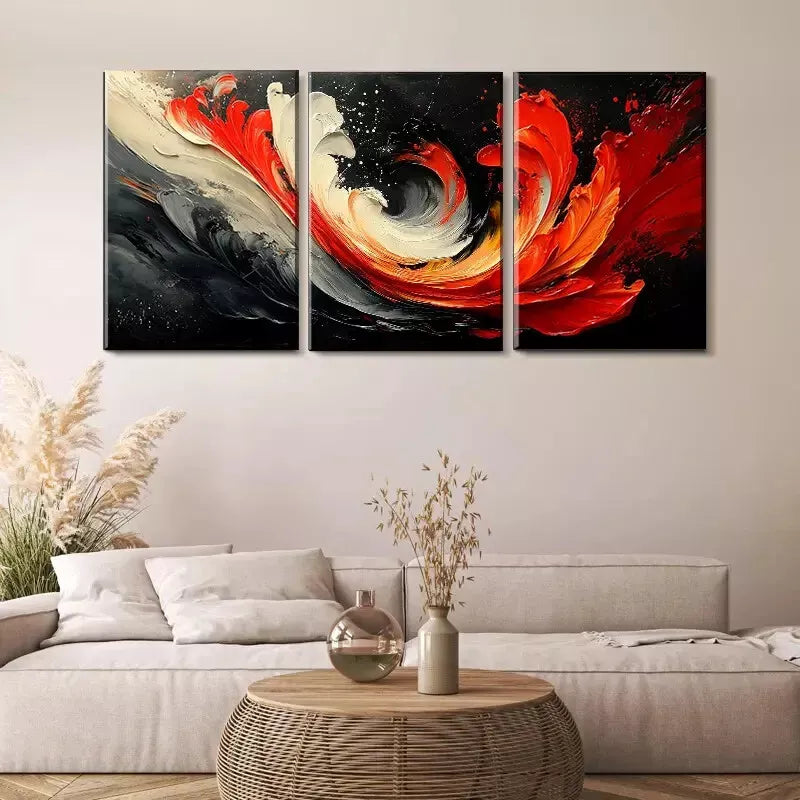 3-Piece Vibrant Abstract Vortex Swirl Wall Art Set - Framed Canvas Prints 50x70cm - High Quality Australian Made - Ready to Hang - Perfect for Living Room, Bedroom & Office Decor