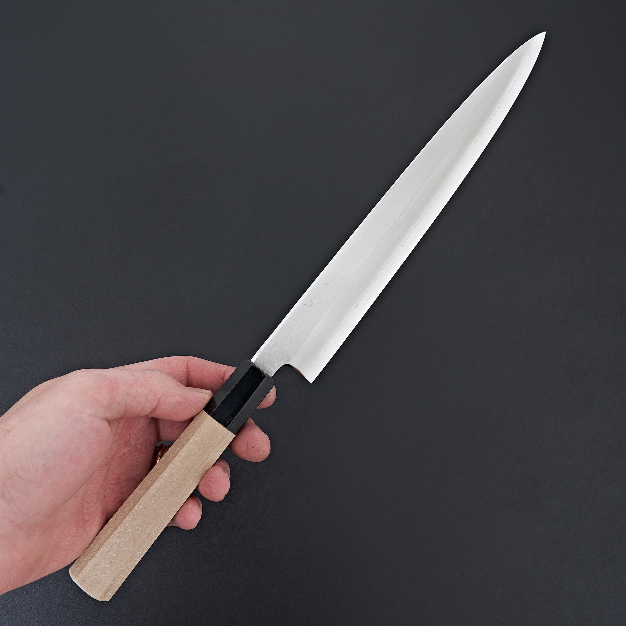 Hitohira Kikuchiyo Rikichi Silver #3 Yanagiba 240mm Japanese Sushi Knife with Ho Wood Handle & Saya - Perfect for Sushi Chefs & Japanese Cuisine Preparation