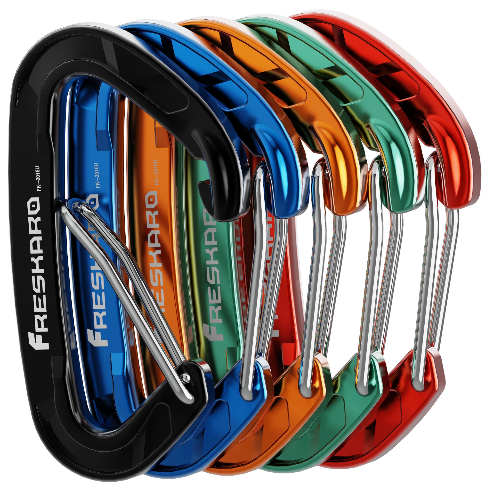 FresKaro 15kN-3372lbs Heavy Duty Wiregate Carabiners - Durable Stainless Steel Spring Gate for Camping, Hiking, Hammocks, Backpacking & Dog Leash - 3.15 Inch - Perfect for Outdoor Adventures, Rock Climbing & Gear Organization