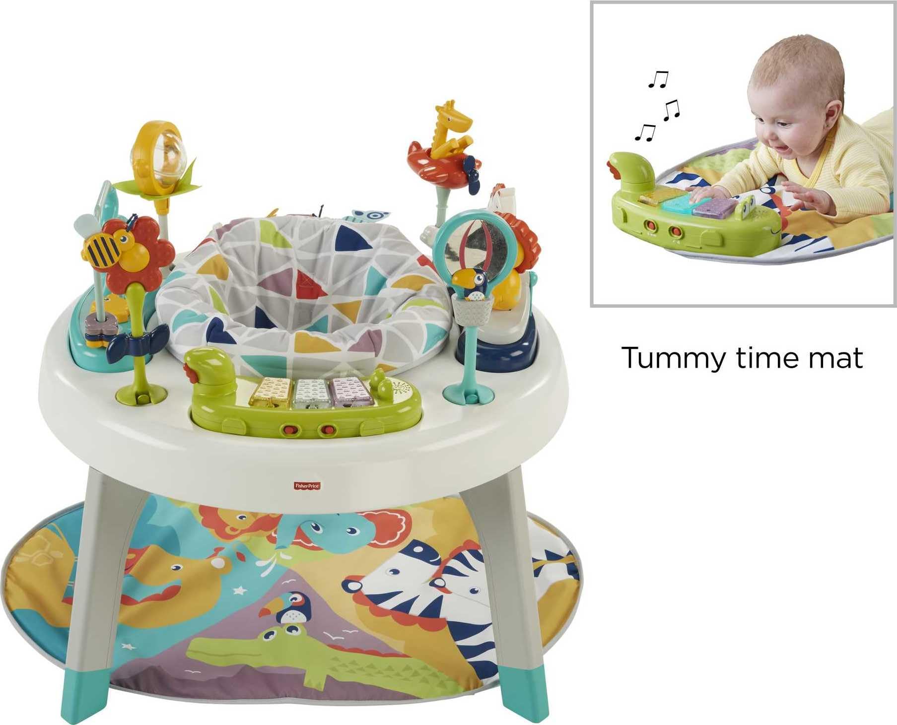 Fisher-Price 3-in-1 Sit-to-Stand Activity Center with Playmat, Music, Lights & Spiral Ramp - Interactive Baby to Toddler Learning Toy for Motor Skills Development - Perfect for Playtime, Nursery & Daycare Use