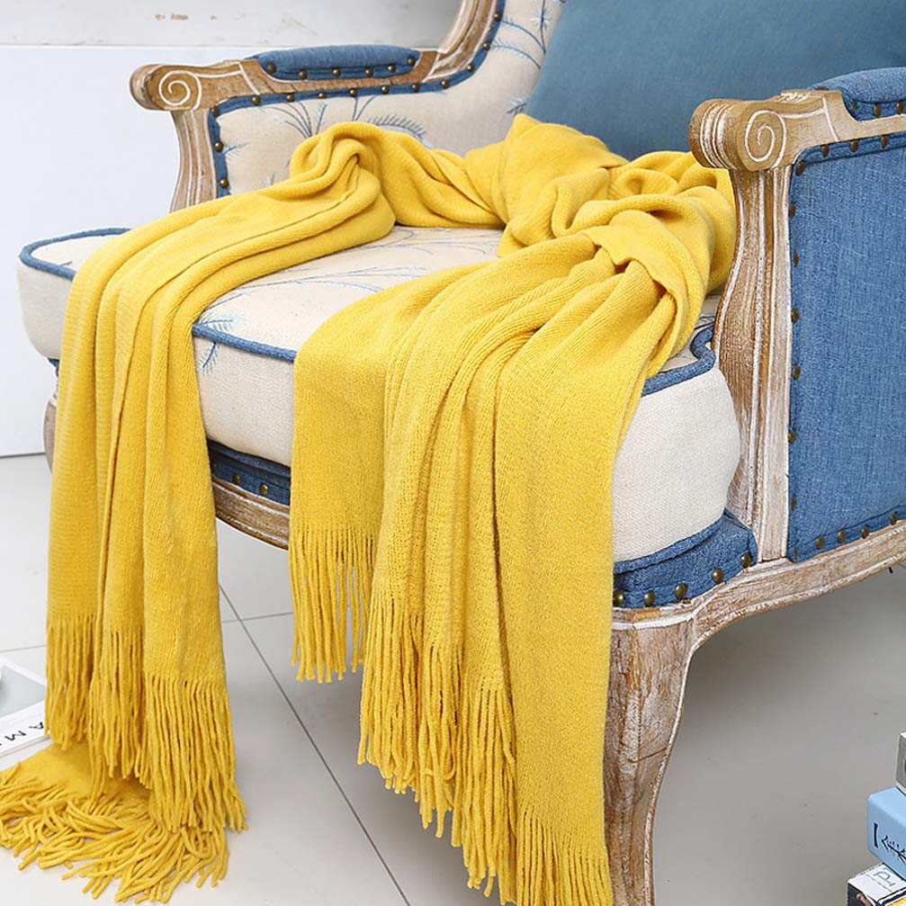 VICASKY Soft Knitted Throw Blanket - Cozy Farmhouse Decor with Fringe, Perfect for Sofa, Bed & Couch - Trendy Knit Blanket for Home Decor, Gifts & Winter Warmth