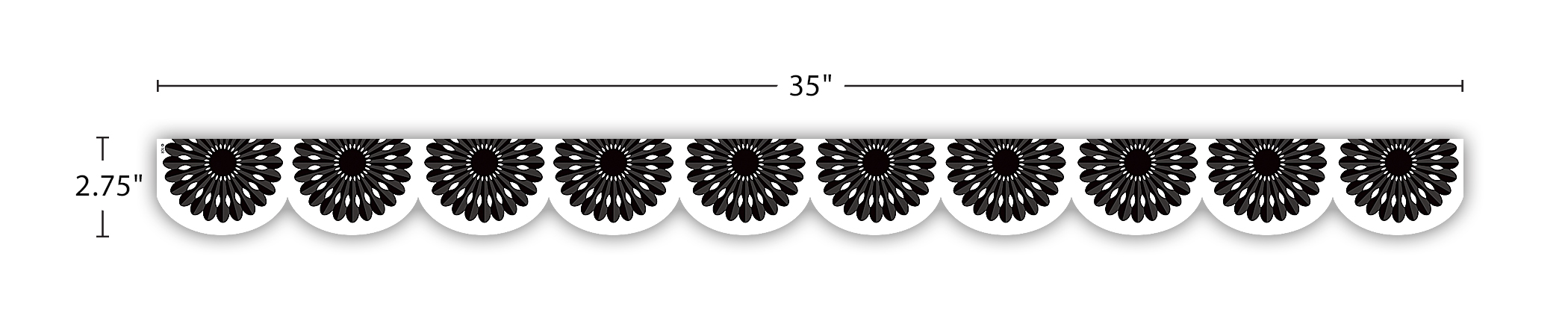 Black and White Fiesta Die Cut Border Trim - 36ft Decorative Bulletin Board Border for Classroom, Party & Office Decor