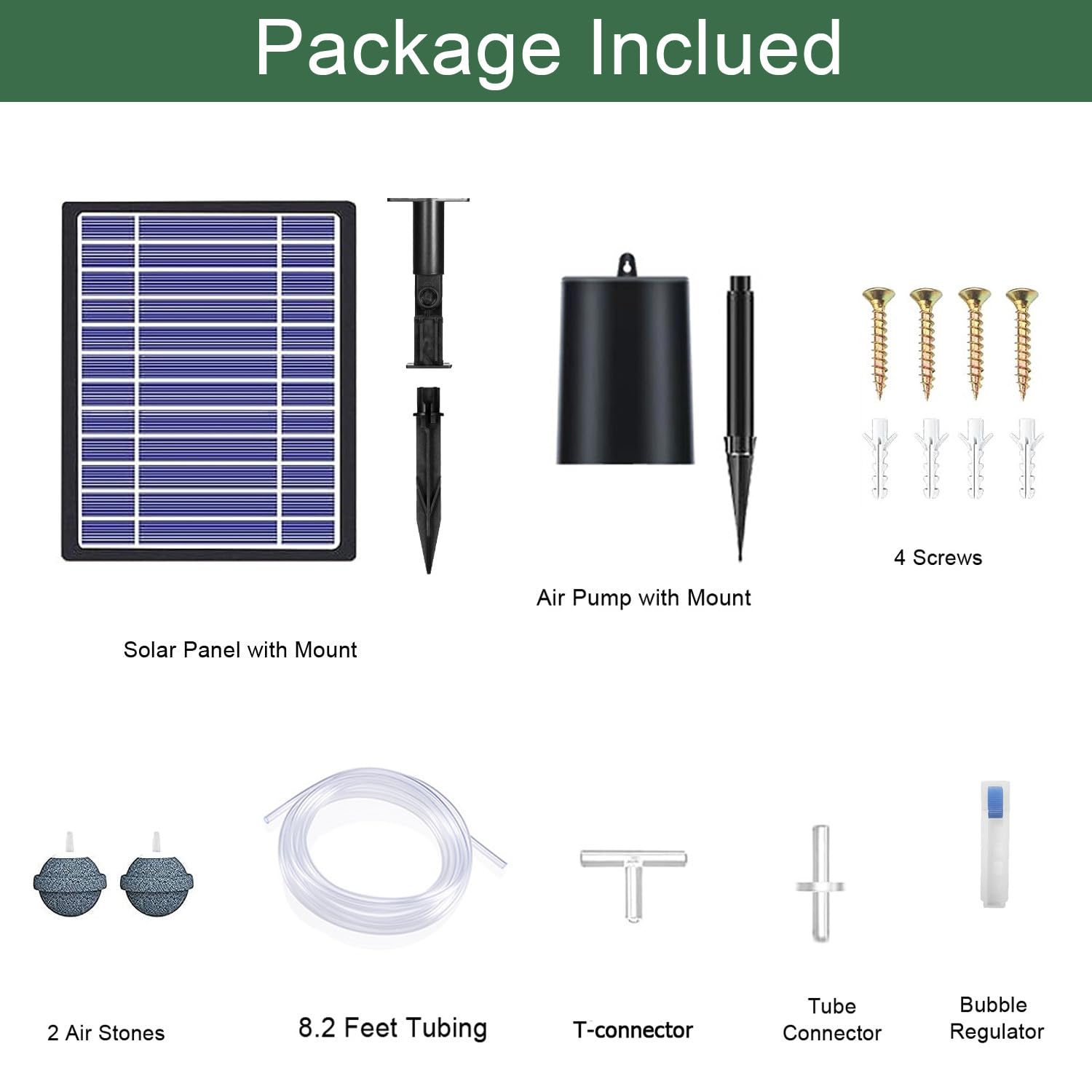 4W Solar Powered Pond Aerator Pump Kit with Air Hose & Bubble Stones - 3 Modes for Oxygenation - Ideal for Garden Ponds, Fish Tanks & Outdoor Water Features