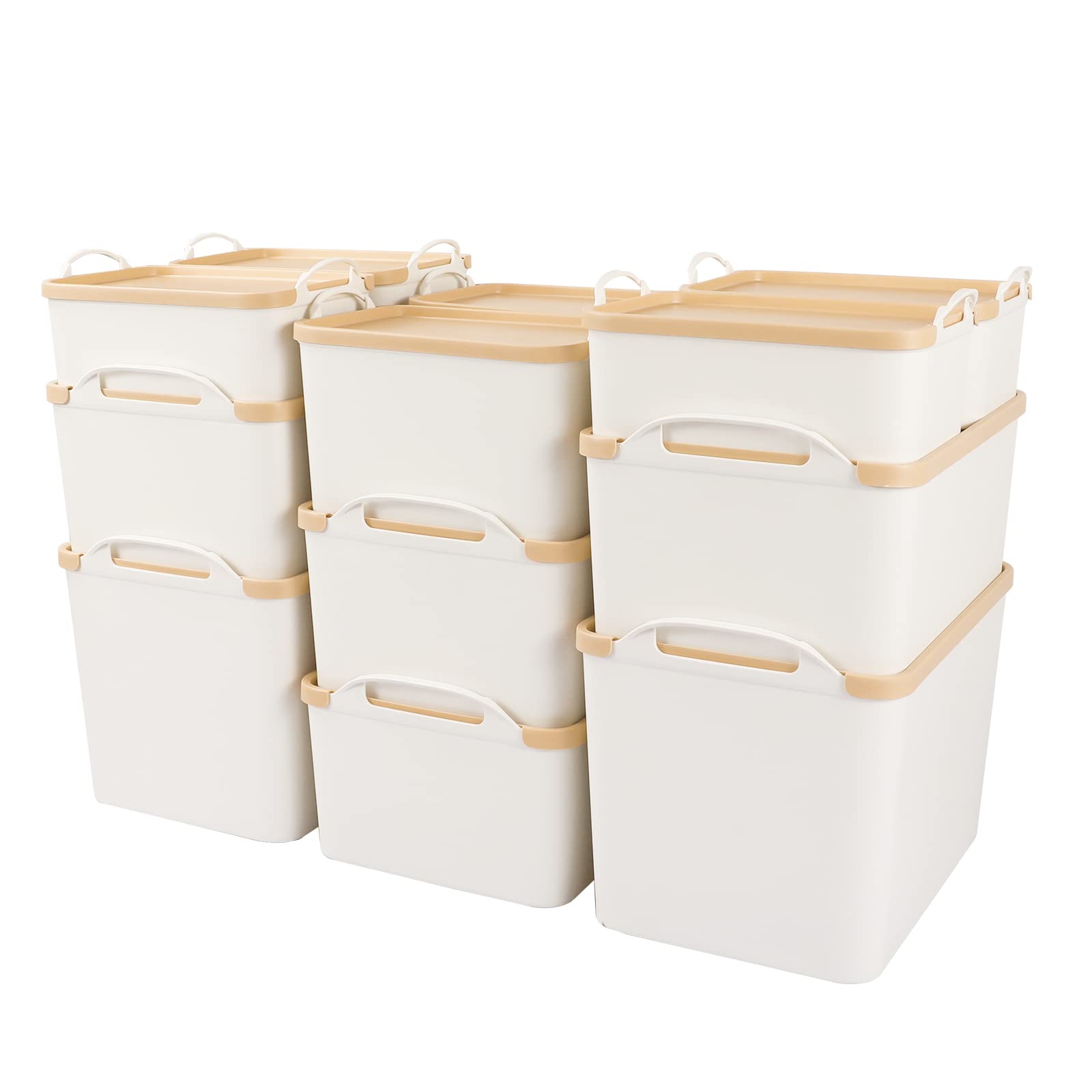 ANMINY 12-Piece Plastic Storage Bins with Lids - Large White Organizing Containers for Closet, Shelves, Drawers & Home Office | Perfect for Clothes, Toys, Office Supplies & Craft Storage