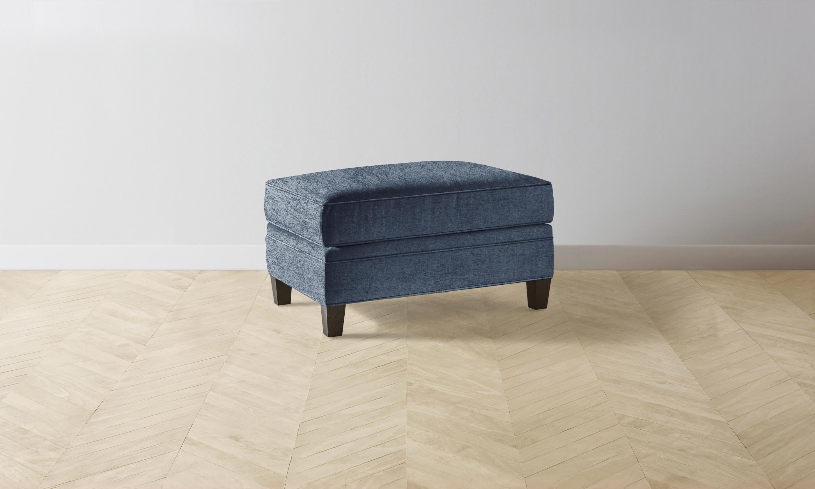 Carmine Ottoman with Performance Tweed Denim Fabric - Stylish and Durable Footstool for Living Room, Bedroom, or Office Decor