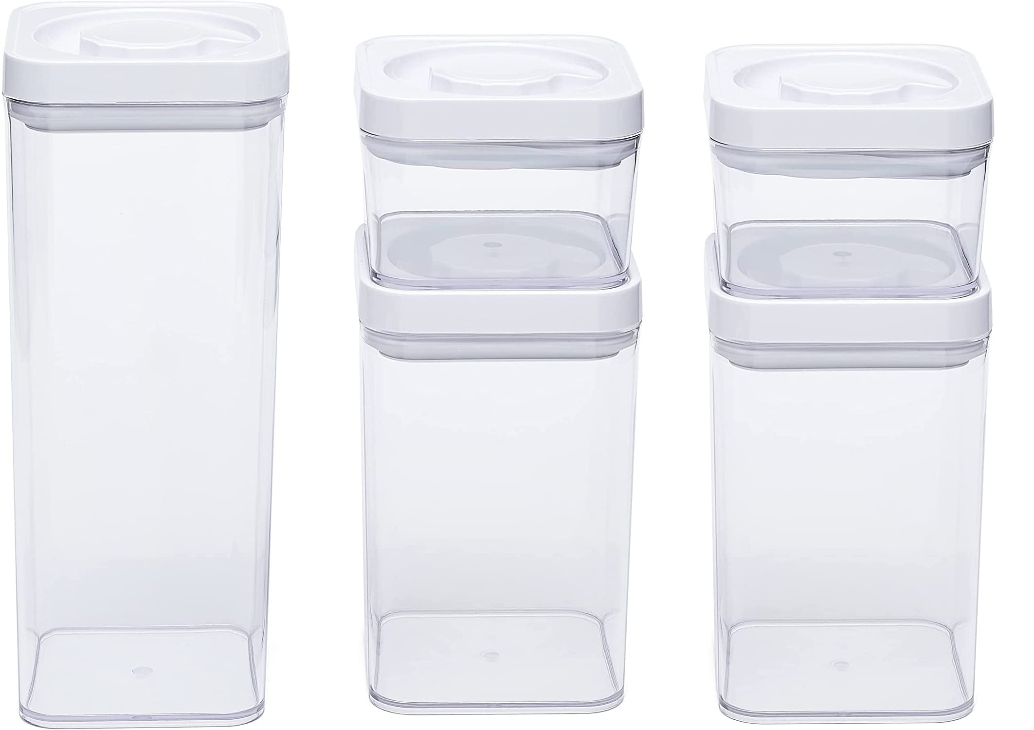 Amazon Basics 5-Piece BPA-Free Plastic Airtight Food Storage Containers Set - Perfect for Kitchen Pantry Organization, Meal Prep & Leftovers Storage