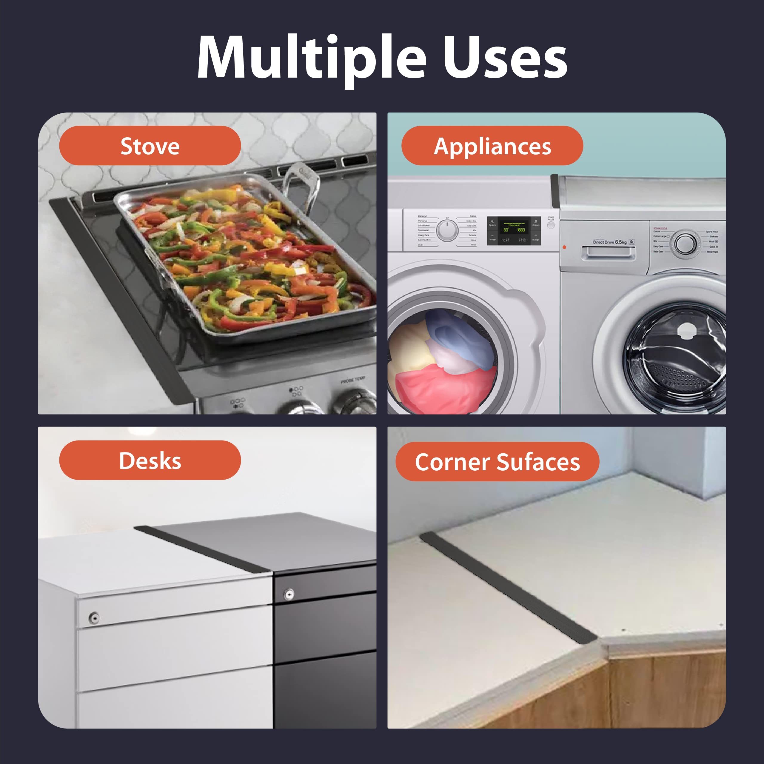 IIIOIIIA Premium L-Shaped Kitchen Stove Gap Cover (2-Pack) - 25.5