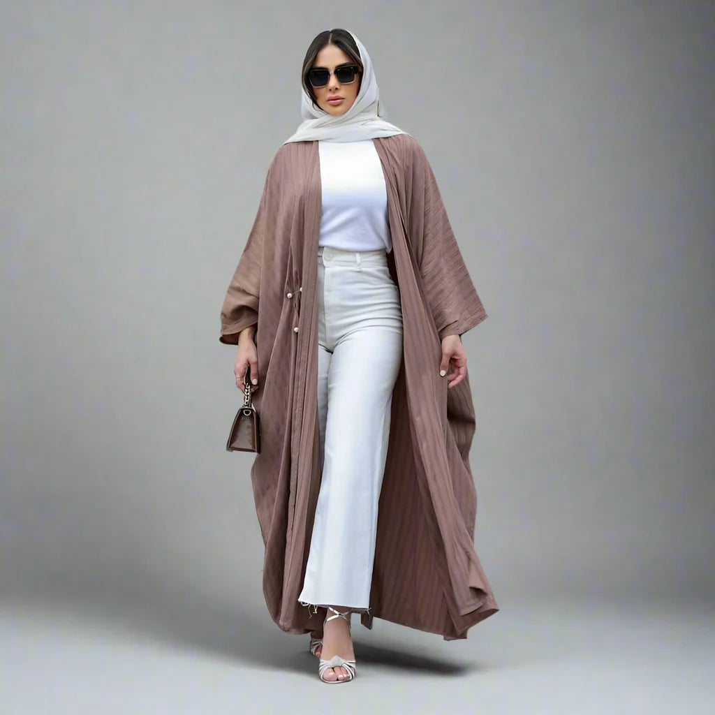 Muslim Women's Free Size Cardigan Open Abaya Dress - Modest Islamic Clothing for Prayer, Home & Outdoor Wear