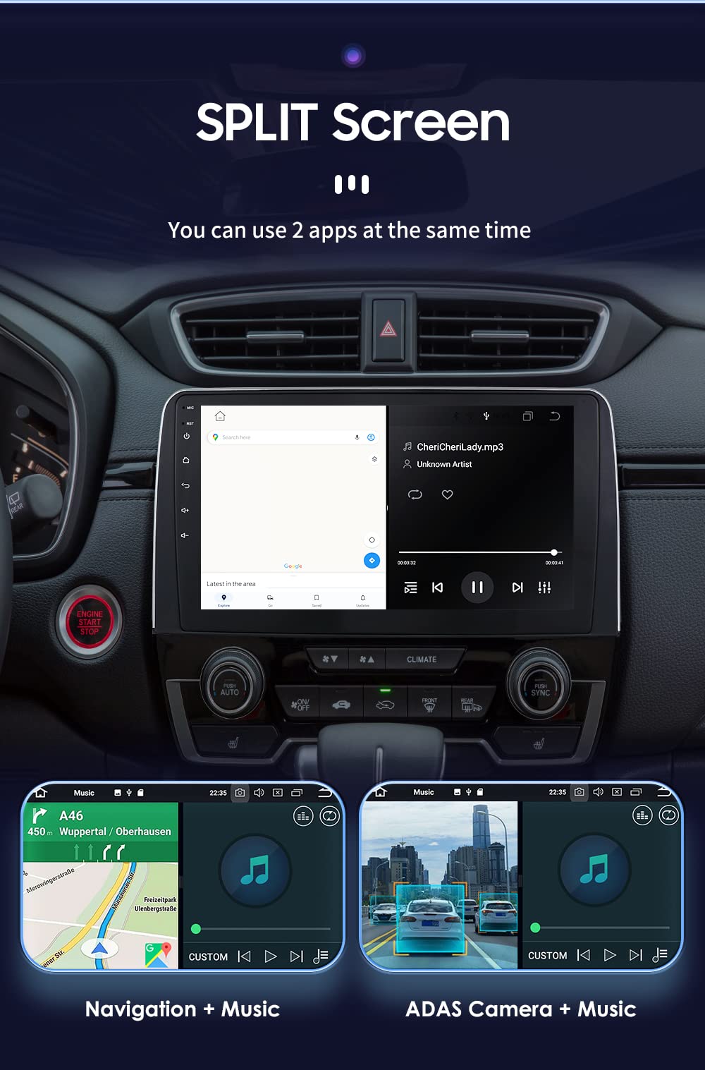 10.1 Inch HD Touchscreen Android 13 Car Stereo for Honda CRV 2017-2021 - Wireless Apple CarPlay & Android Auto, 8-Core CPU, 4G RAM + 32G ROM, WiFi GPS Navigation, Bluetooth 5.0, Weather Display - Perfect for Commuting, Road Trips & Hands-Free Driving
