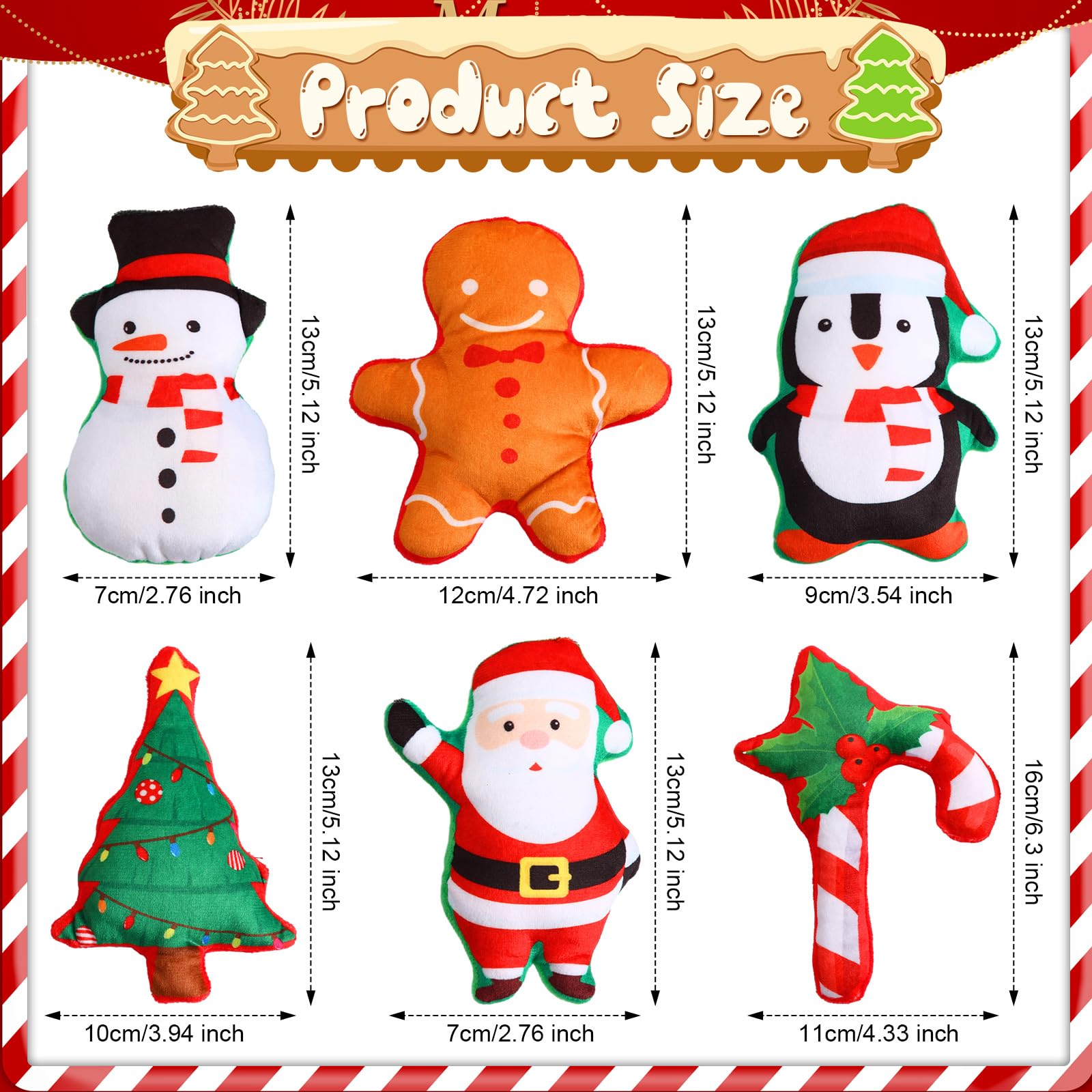 12 Pack Christmas Catnip Toys for Kittens - Xmas Stuffed Plush Cat Chew Toys with Catnip - Holiday Party Favors & Decor for Cats - Perfect for Teething, Playtime & Christmas Celebrations